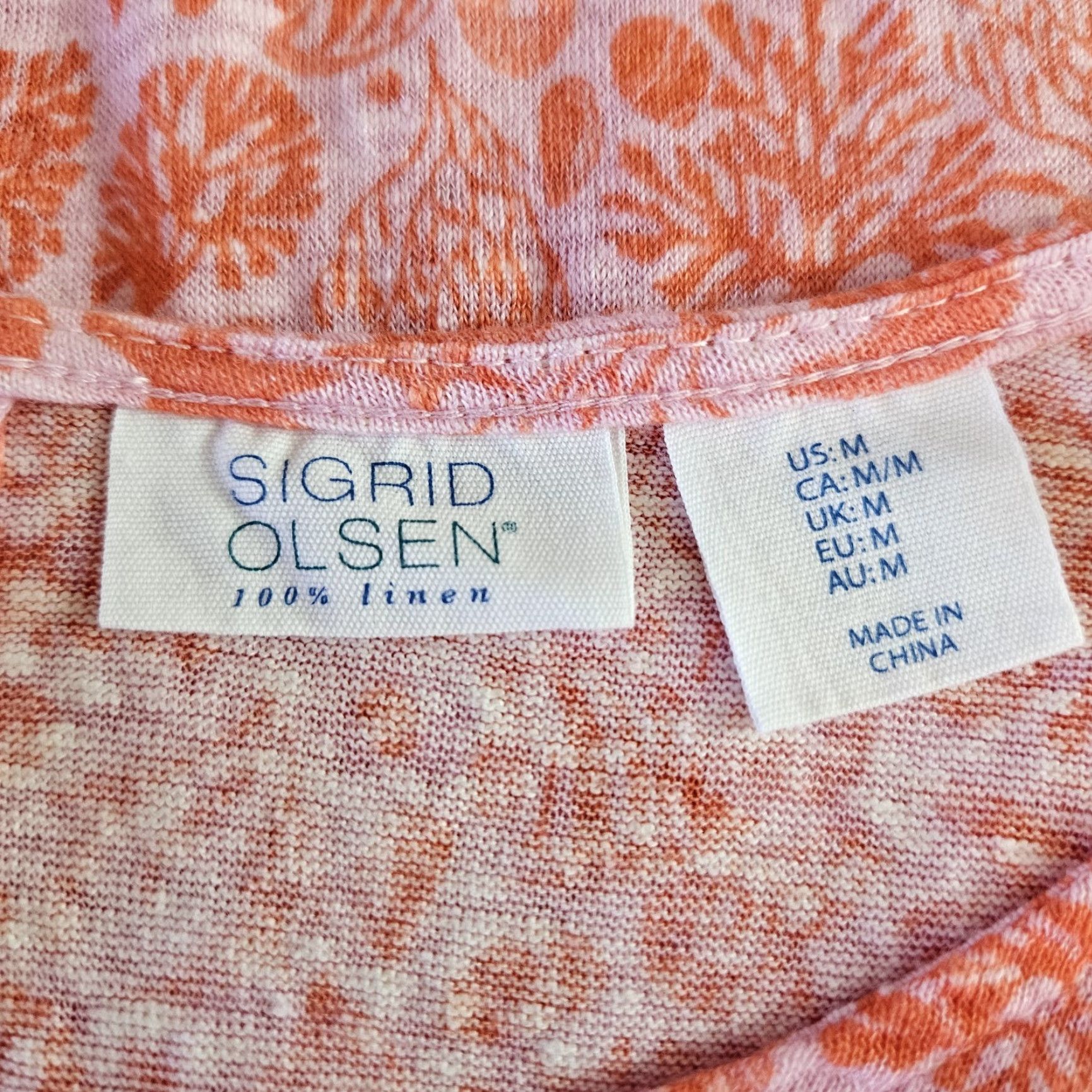 Pinko Sigrid Olsen Blouse Shirt Womens Linen Top M Pink Orange Short Sleeve Fish Vintage No Size M / US 6-8 / IT 42-44 - 4 Thumbnail