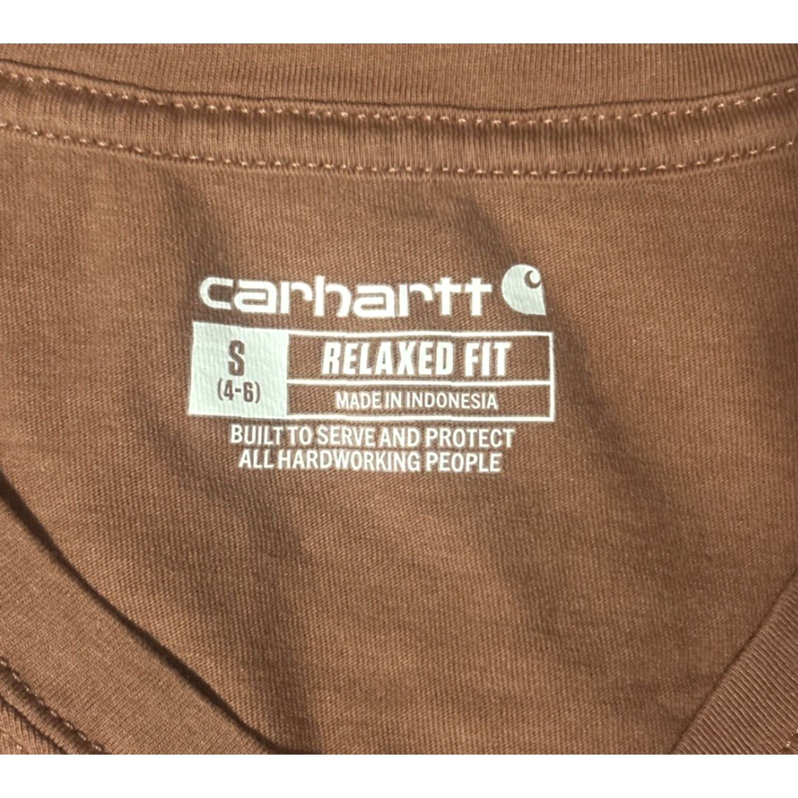 Carhartt Carhartt T-Shirt Shirt Women S V-Neck Short Sleeve Brown Relaxed Knit Cotton 1655 Size S / US 4 / IT 40 - 3 Thumbnail
