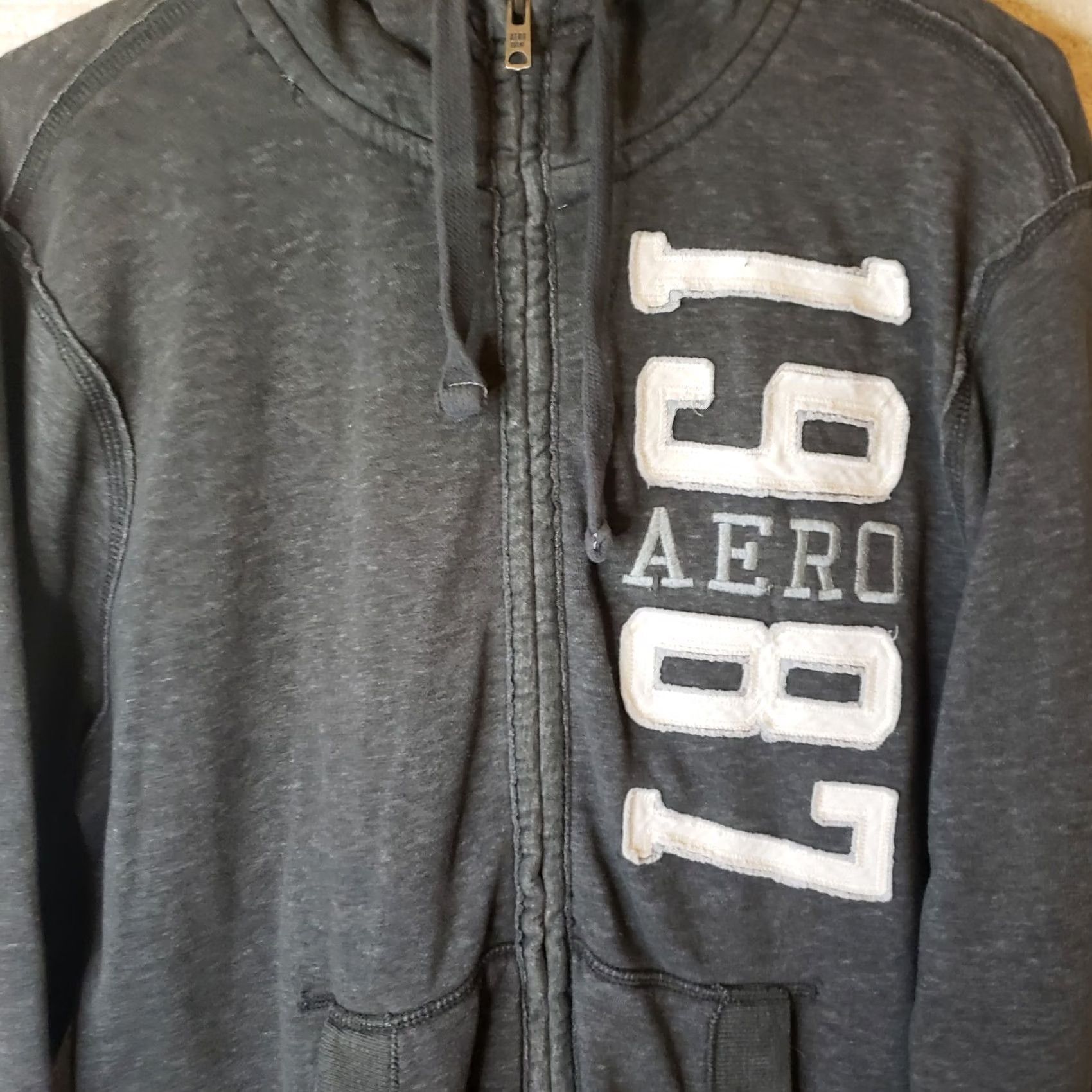 Vintage Aeropostale Men's Dark Gray Full Zip Hoodie L Embroidered Retro 1987 Theme Size US L / EU 52-54 / 3 - 4 Thumbnail