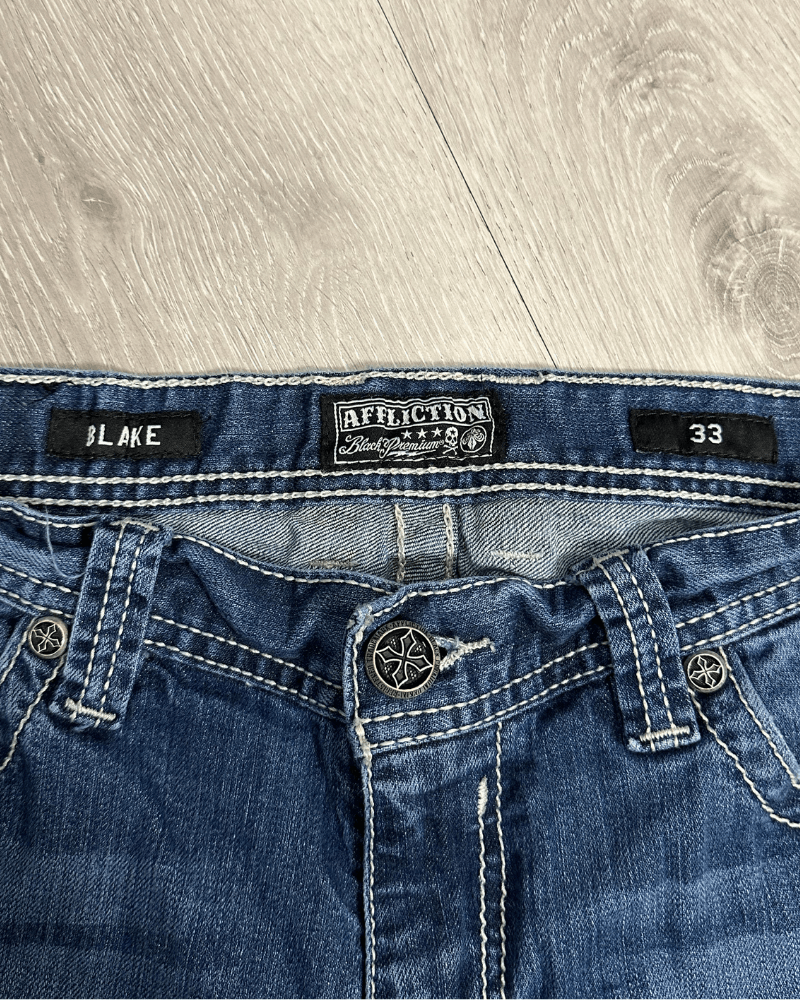 Affliction Vintage Y2K Affliction Black Premium Blake Denim Jeans 33x31 Size US 33 - 8 Thumbnail