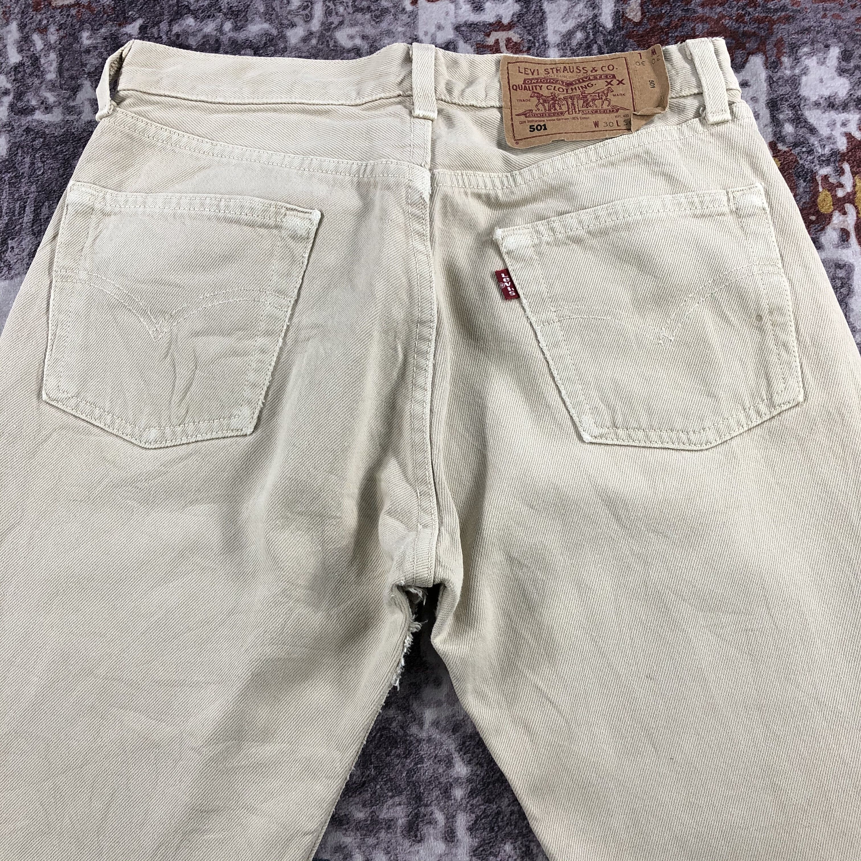 Levi's 90s Vintage Cream Levis 501 Jeans-JM2663 Size US 30 / EU 46 - 5 Thumbnail