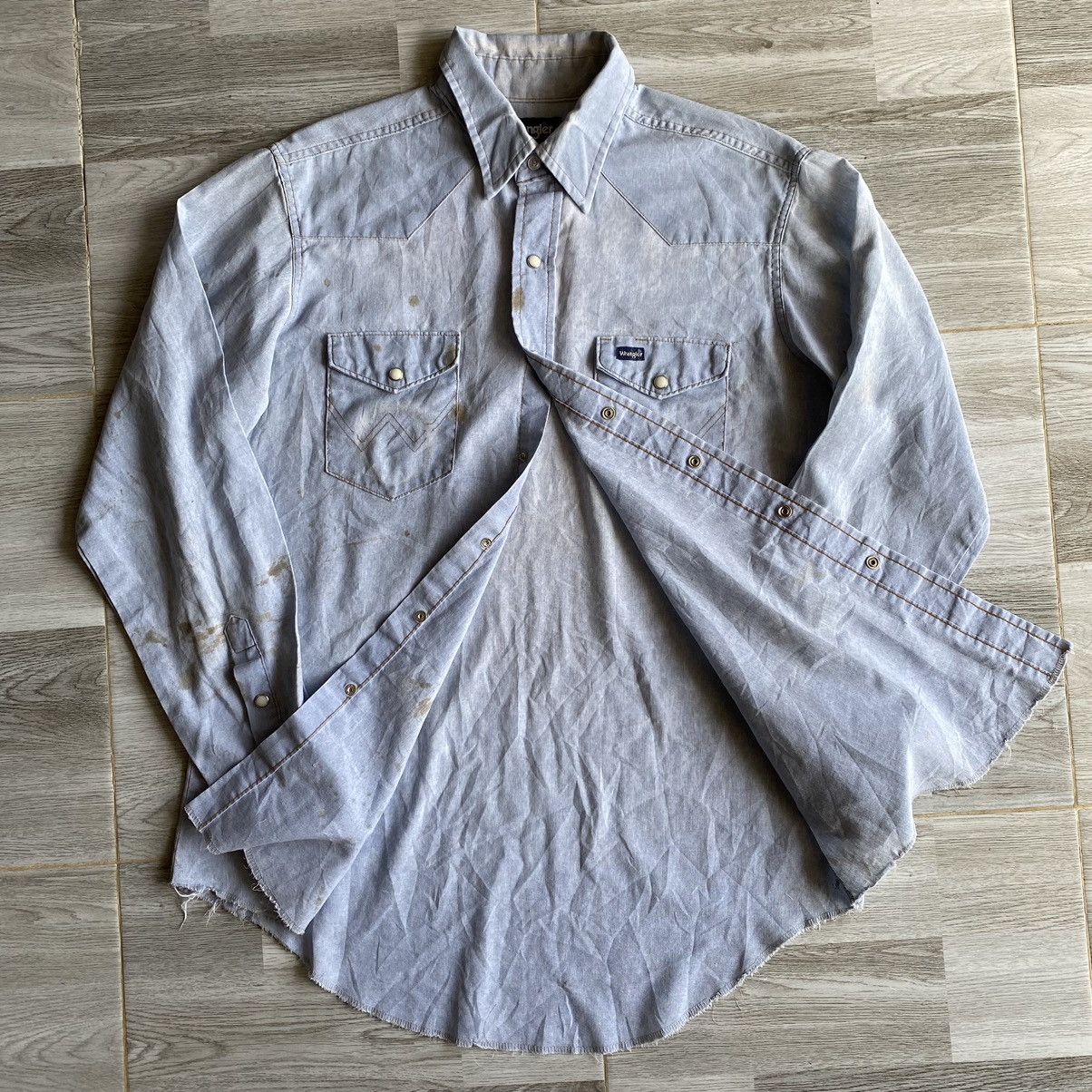 Vintage × Wrangler Vintage Wrangler Denim Shirt Snap Button Size US L / EU 52-54 / 3 - 4 Thumbnail
