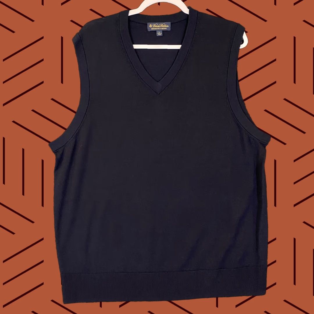Brooks Brothers BROOKS BROTHERS Sweater Vest Mens Large Navy Blue Brookstech Merino Wool Jumper Vest Solid Knit All Seasons Casual Business Formal Size US L / EU 52-54 / 3 - 1 Thumbnail