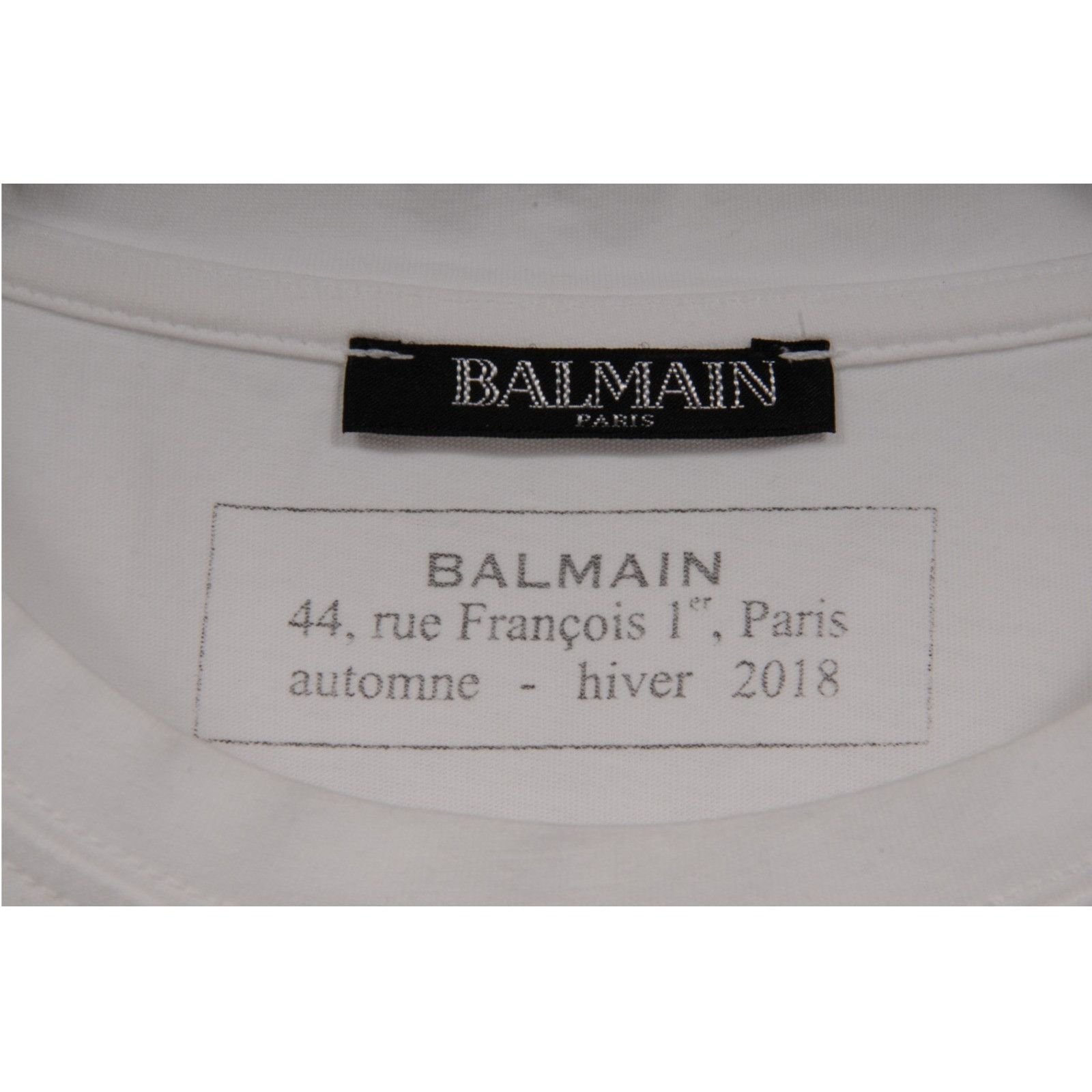 Balmain Classic Velvet Logo T Shirt White Black Size US M / EU 48-50 / 2 - 4 Thumbnail