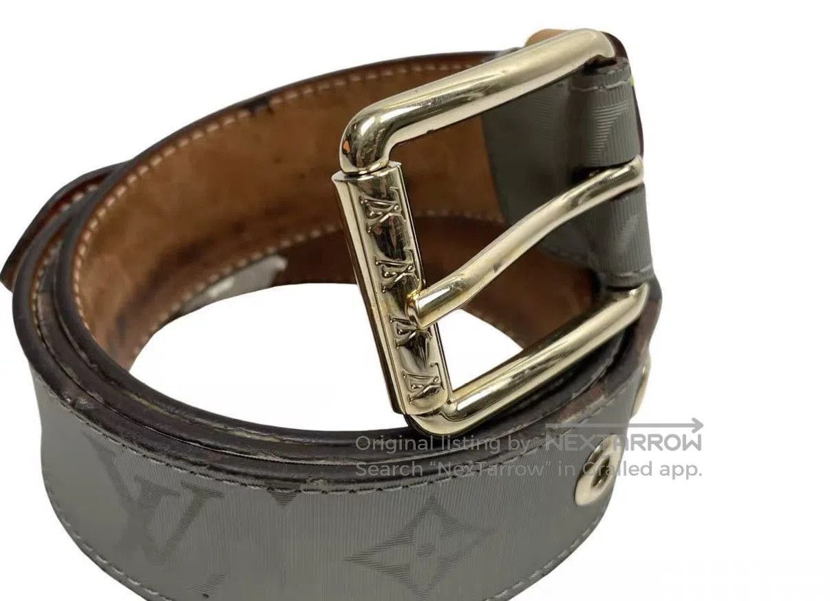 Louis Vuitton Gray Leather Belt with Metal Buckle. Size ONE SIZE - 5 Thumbnail