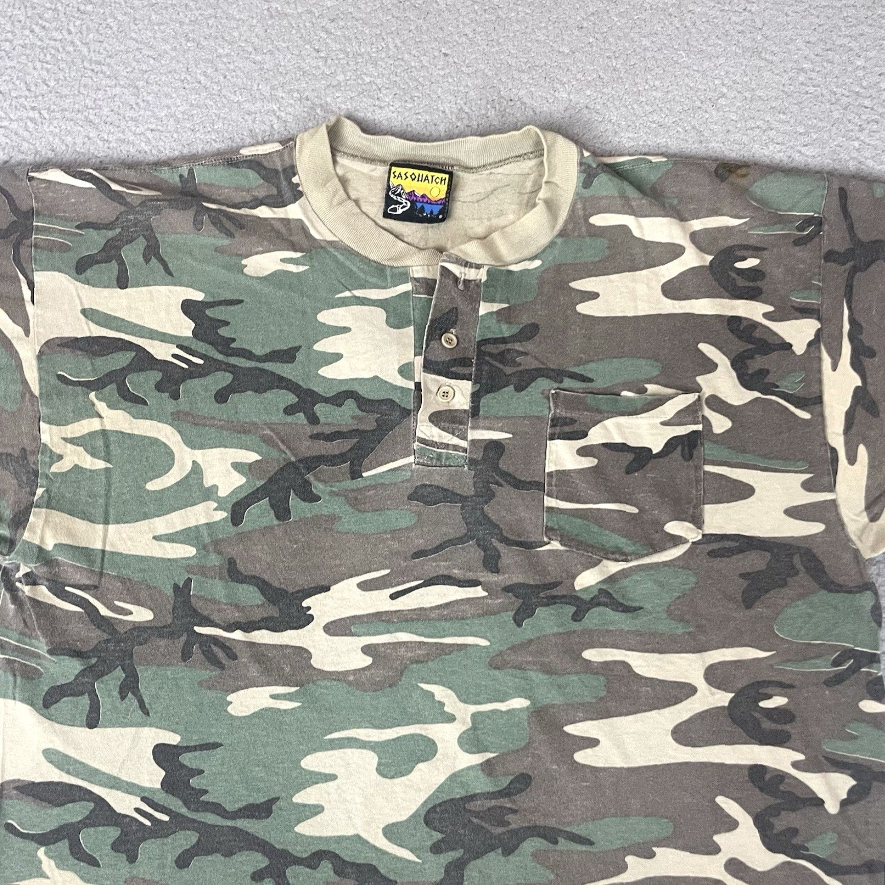 Vintage VINTAGE Sasquatch Shirt Adult 2XL Green Camouflage Hunting Distressed Graphic Tee Mens 1990s Brown Green Camouflage 2XL Retro Faded Size US XXL / EU 58 / 5 - 2 Thumbnail