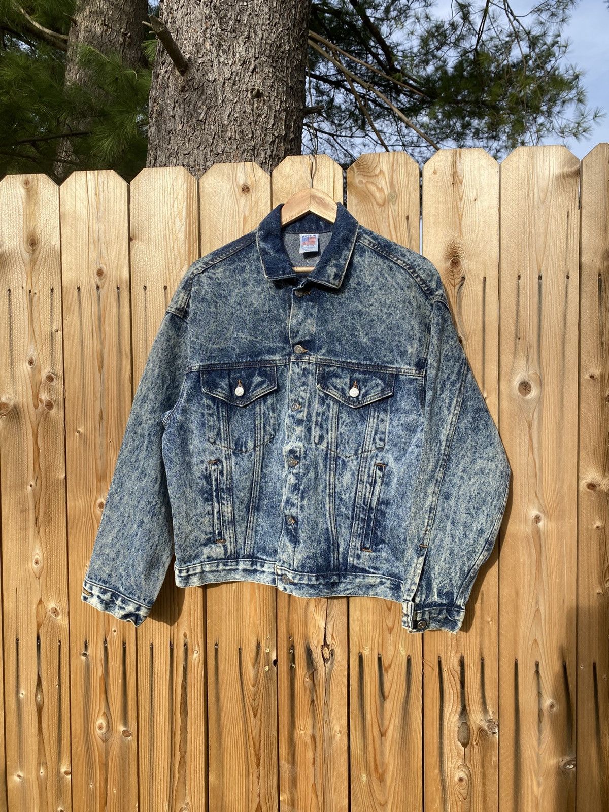 Vintage Vtg Made USA Smith & Wesson Logo Acid Stone Wash Jean Jacket Size US S / EU 44-46 / 1 - 4 Thumbnail