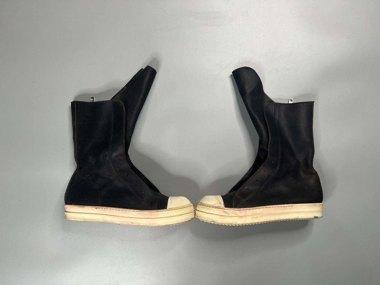 Pre-owned Rick Owens Laceless Ramones Reverse Leather Shoes In Black