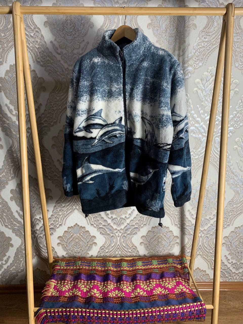 Vintage VERY RARE ANIMAL DELPHINE FLEECE LIGHT ZIP JACKET Y2K 90s Size US S / EU 44-46 / 1 - 2 Thumbnail