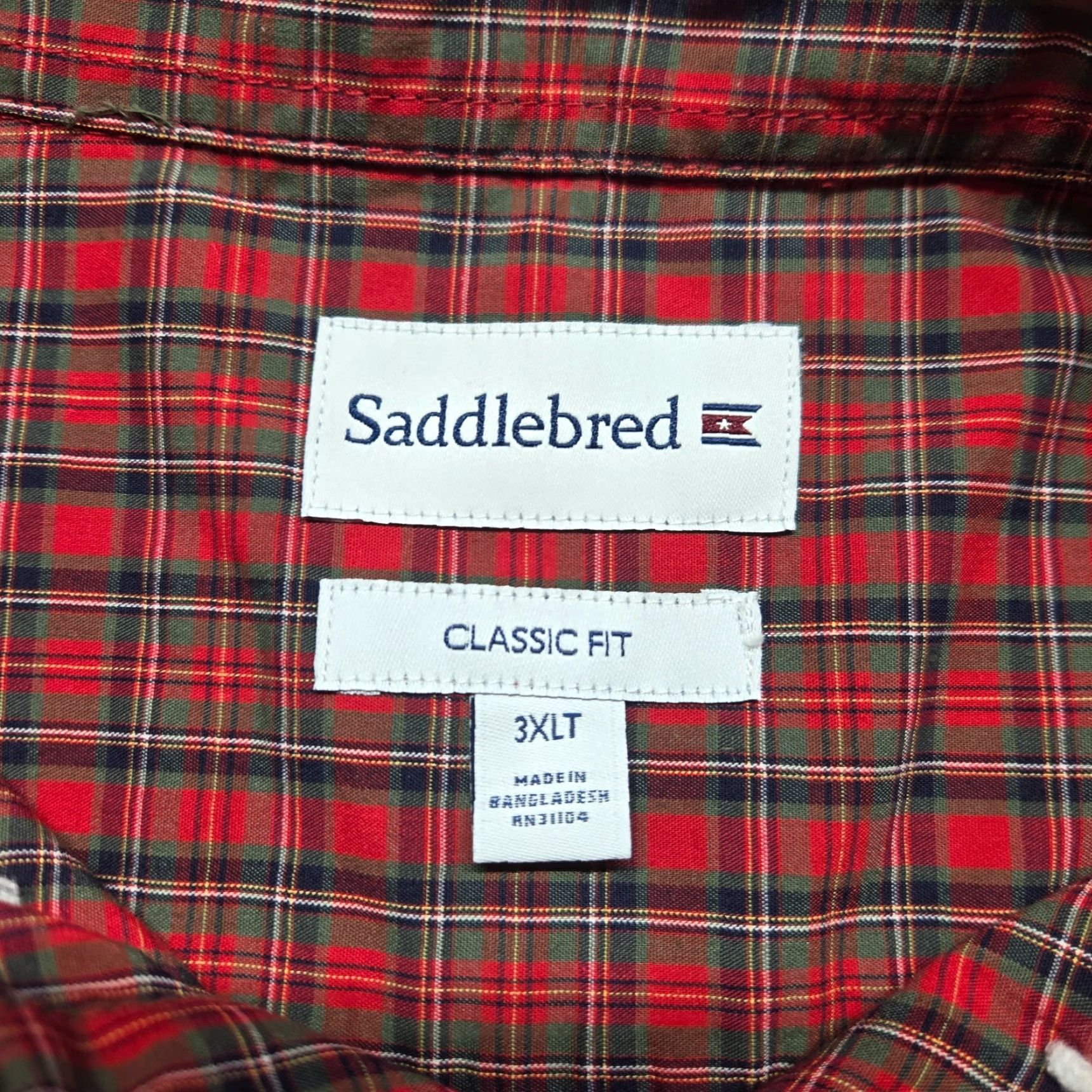 Vintage Saddlebred Red Plaid Long Sleeve Shirt Men 3XLT Tall Button-Up Casual Fall Winter Size US XXL / EU 58 / 5 - 3 Thumbnail