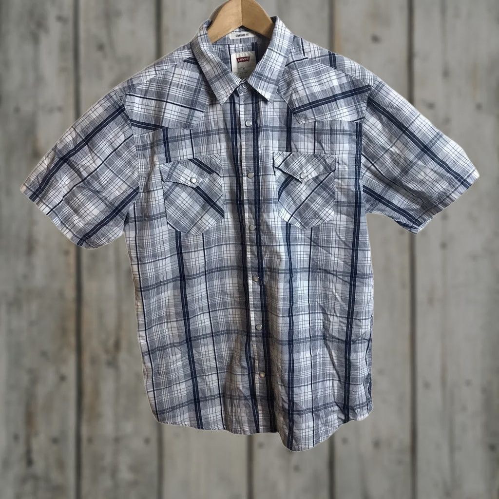 Levi's Levi’s Shirt Mens Sz Medium Short Sleeve Western Plaid Pearl Snap Levi Strauss Size US M / EU 48-50 / 2 - 1 Thumbnail