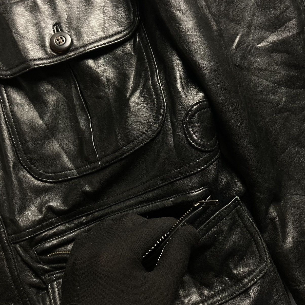 Genuine Leather 🇯🇵 LEATHER COMPANY LEYMUSIS BUTTON UP FULL ZIP HEAVY JACKET Size US M / EU 48-50 / 2 - 12 Thumbnail