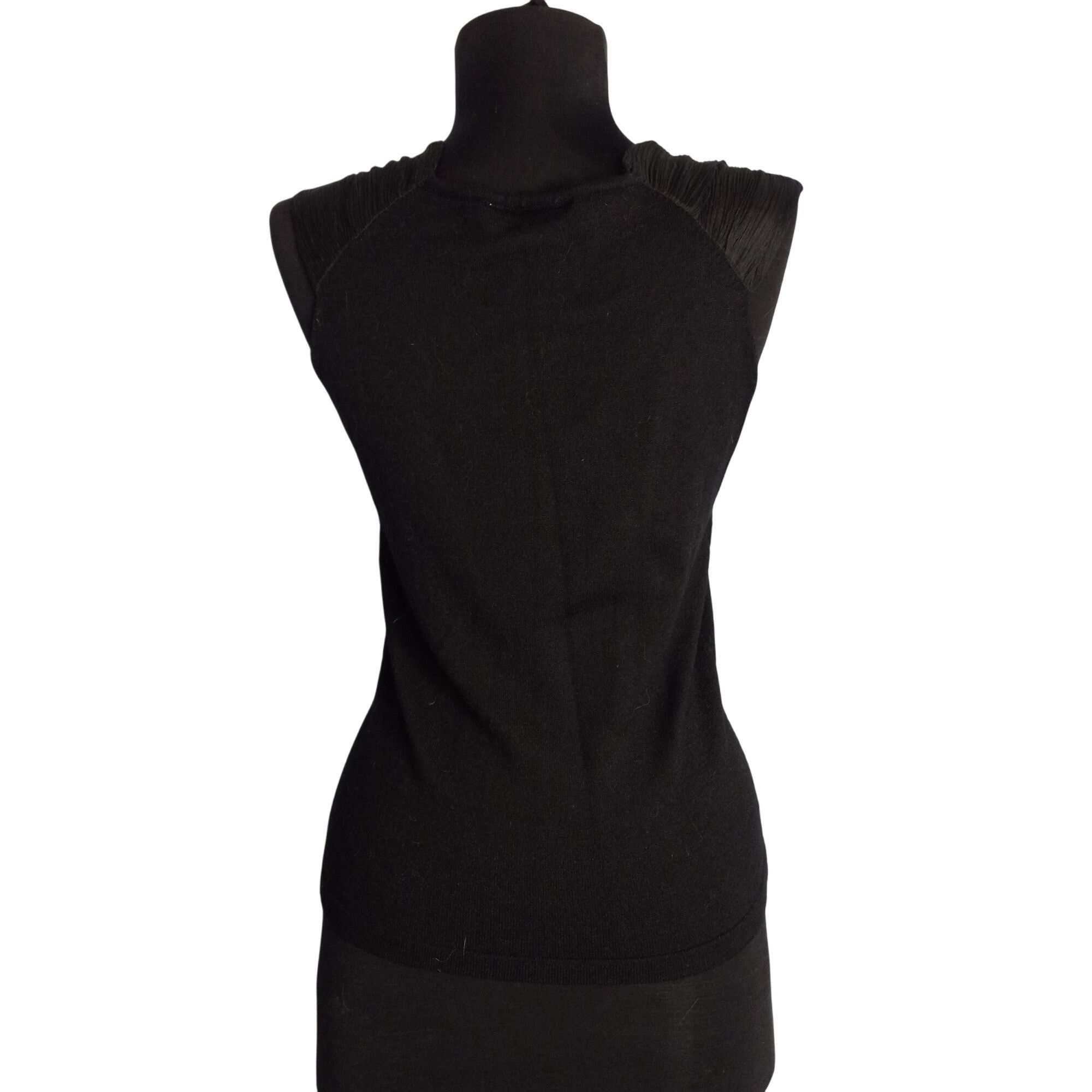White House Black Market WHBM S Tank Top Shell Black Sleeveless Sweater Knit Pleated Size S / US 4 / IT 40 - 2 Thumbnail