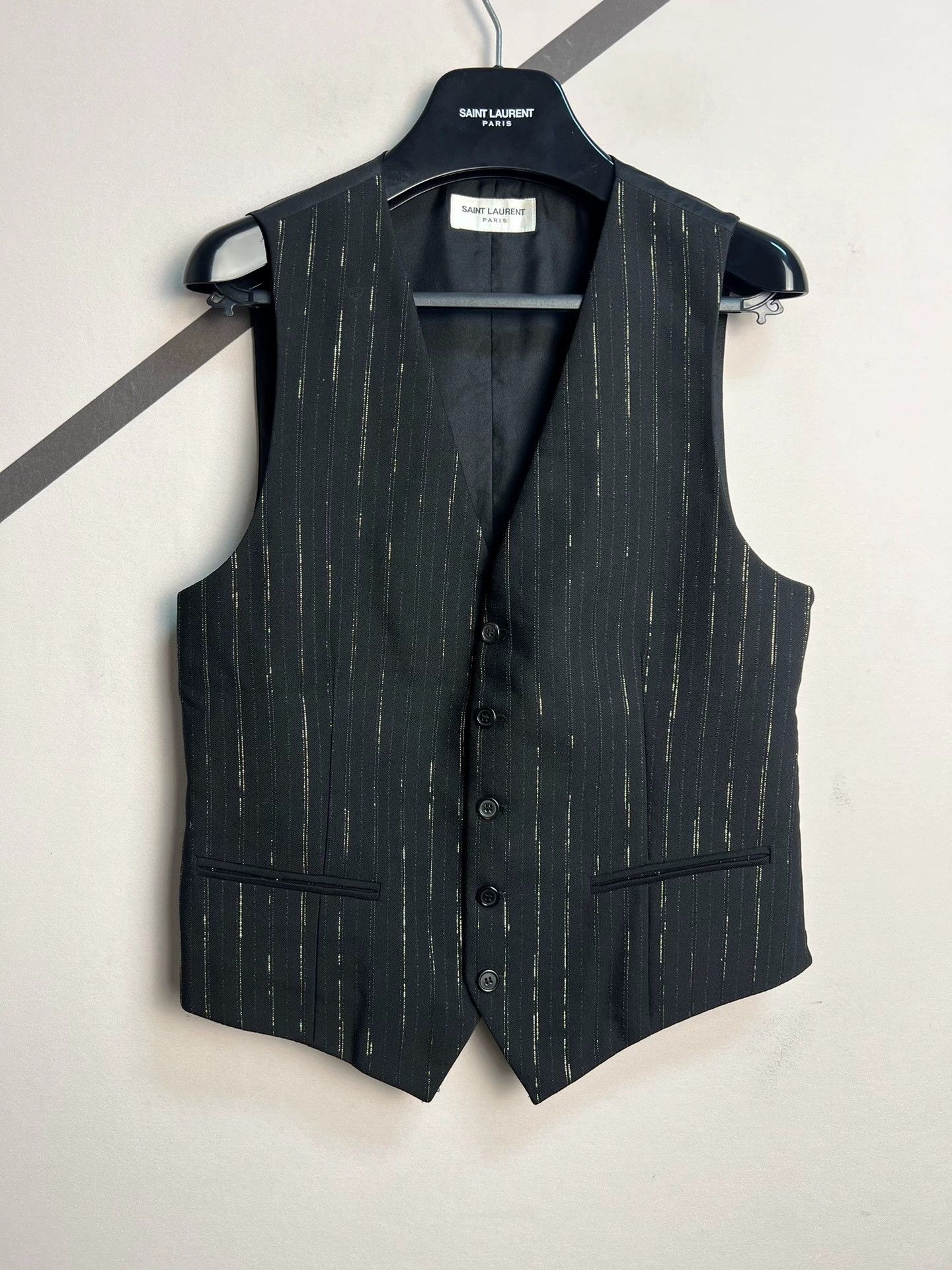 Saint Laurent Paris SLP gold-stripe peaked-lapel wool suit Size 46R - 5 Thumbnail