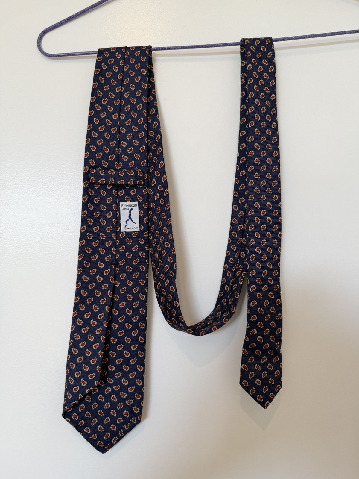 P. Johnson Silk Navy Paisley Tie From Como Size ONE SIZE - 4 Thumbnail