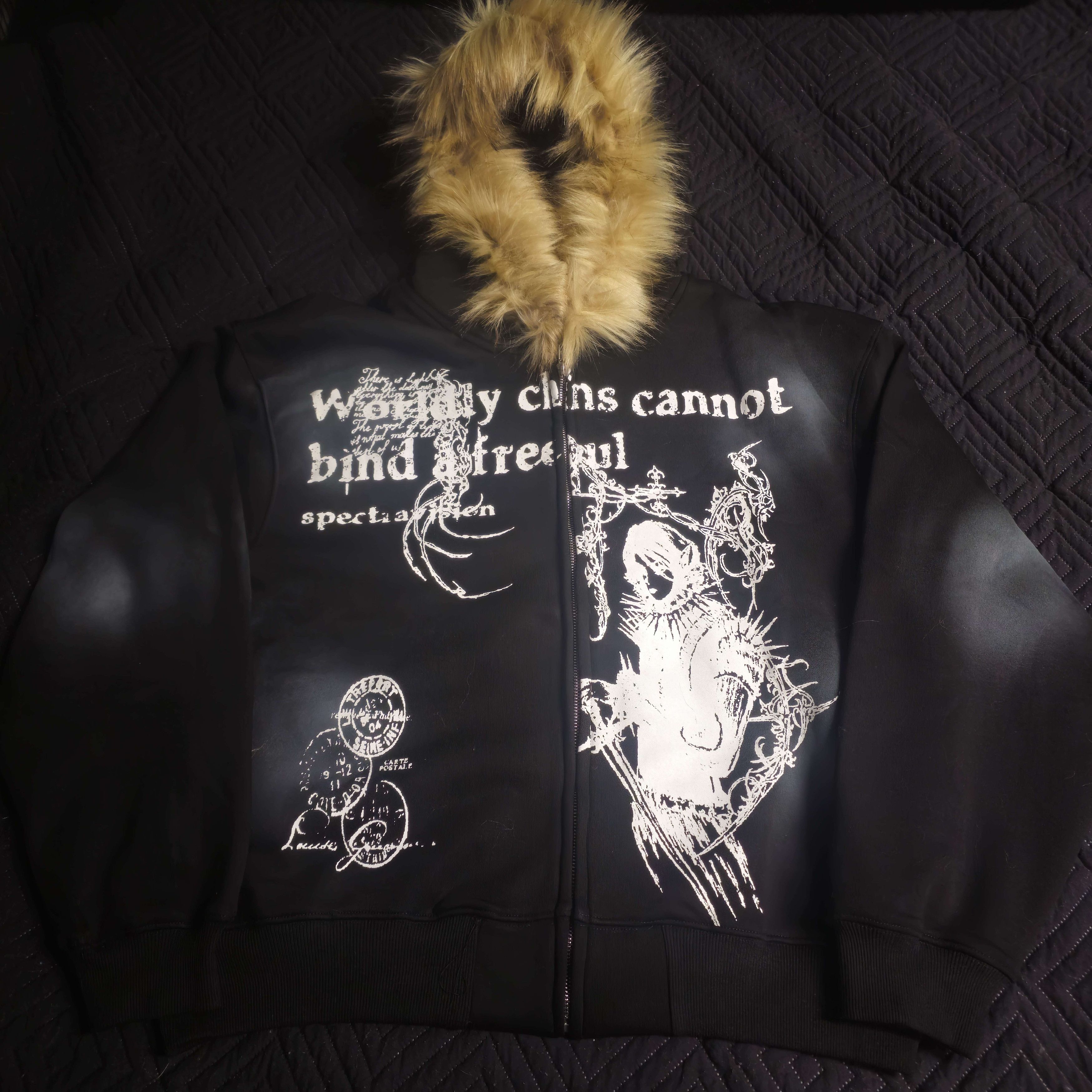 Other Fur-Trim Anime Gothic Zip Hoodie Size US L / EU 52-54 / 3 - 1 Thumbnail