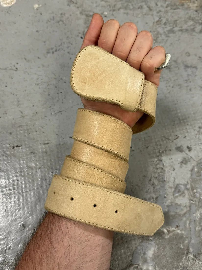 Designer × Maison Margiela × Vintage 2012 Maison Martin Margiela Beige Leather Cowboy Belt Size ONE SIZE - 2 Thumbnail