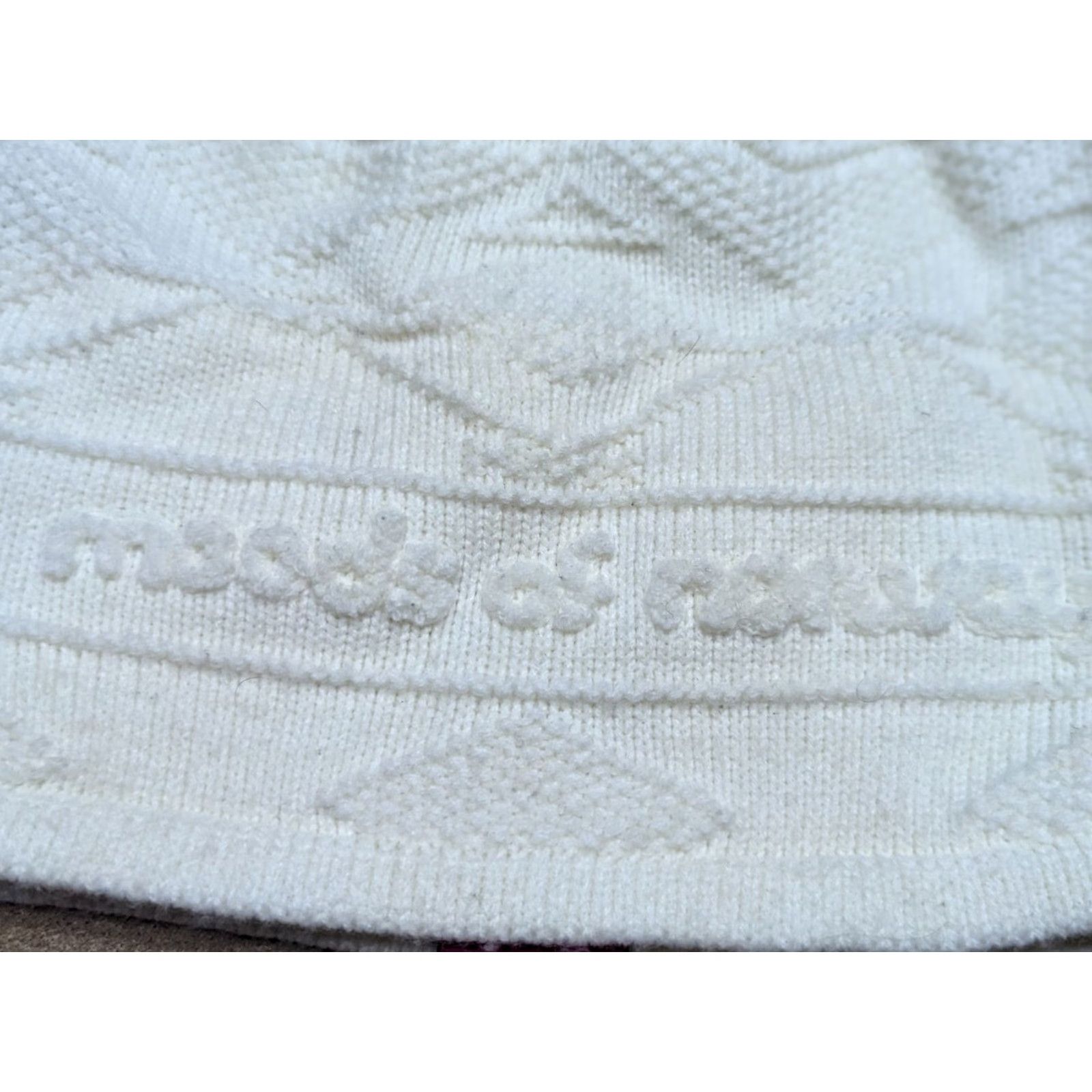 Vintage Moods of Norway Beanie Hat One Size Lined Pom Pom Spellout Knitted White Size ONE SIZE - 4 Thumbnail