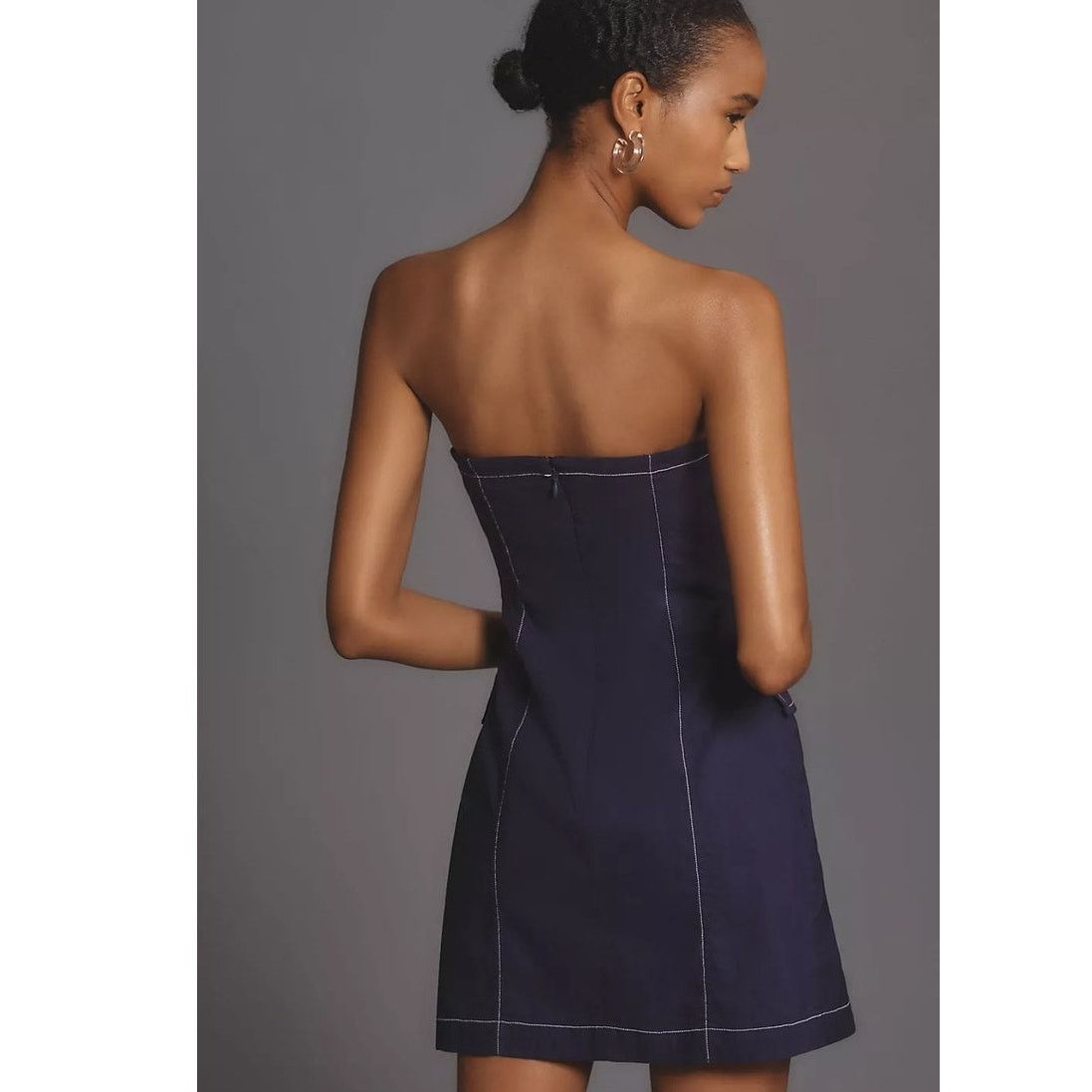 Anthropologie NWT Maeve Strapless Linen Mini Dress $158 SIZE 6 Blue Size M / US 6-8 / IT 42-44 - 4 Thumbnail
