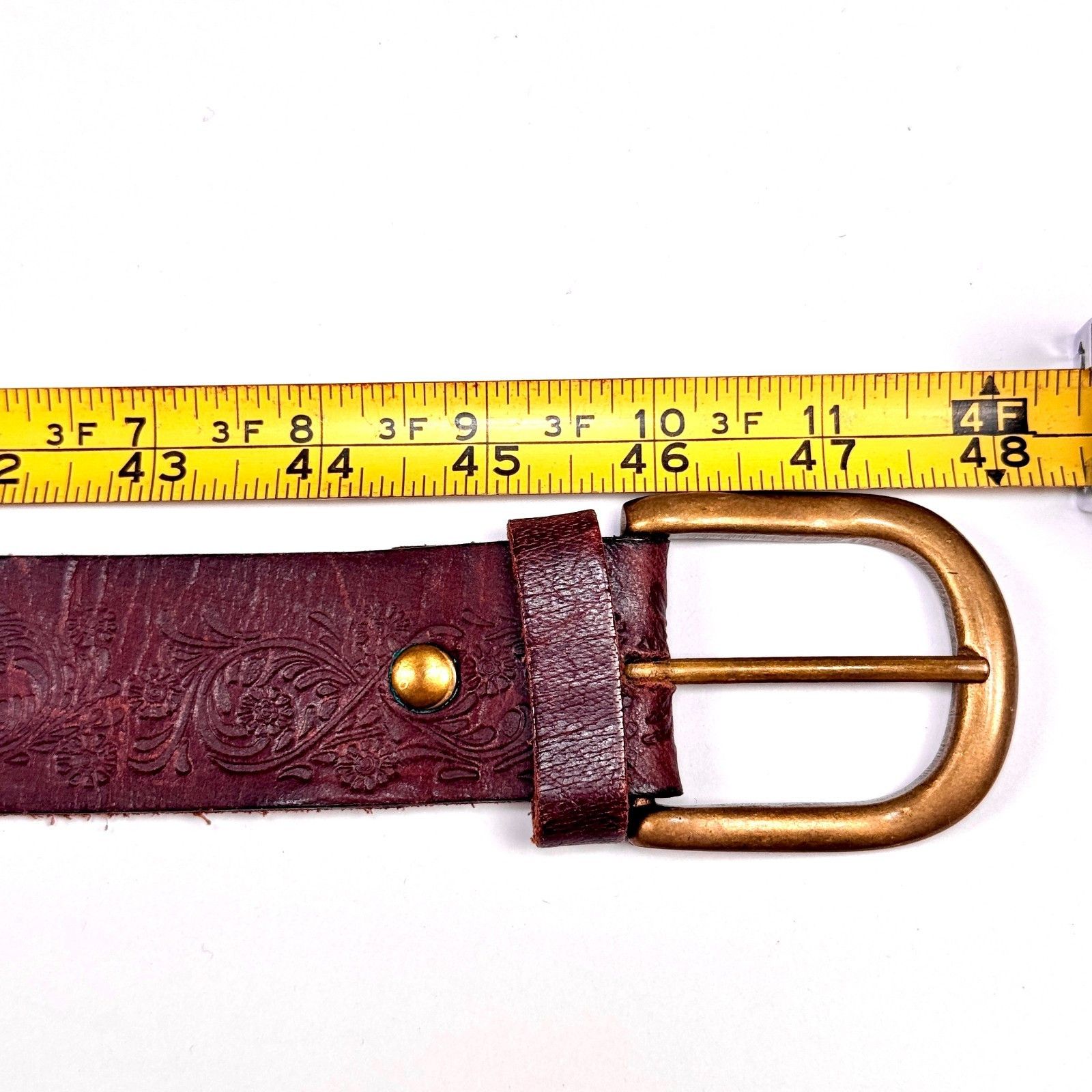 Vintage Vintage Womens Brown Tooled Leather Braided Belt Floral Boho Size ONE SIZE - 2 Thumbnail