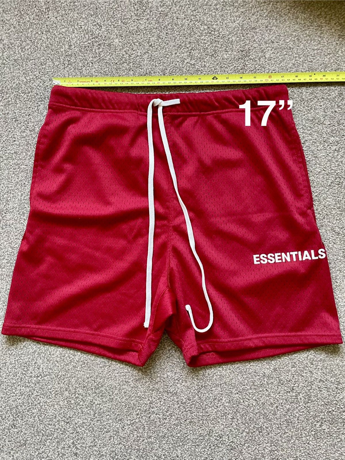 Fear of God FOG Essentials FW18 Mesh Shorts - Red (PacSun Receipt) Size US 34 / EU 50 - 9 Thumbnail