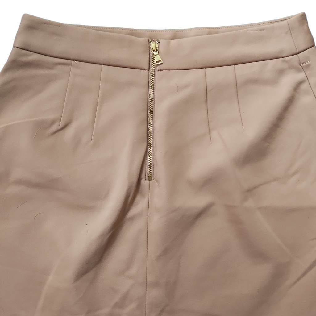 Express Express Women's Size 6 Tan Gold Zipper Circle Skirt Size 28" / US 6 / IT 42 - 4 Thumbnail
