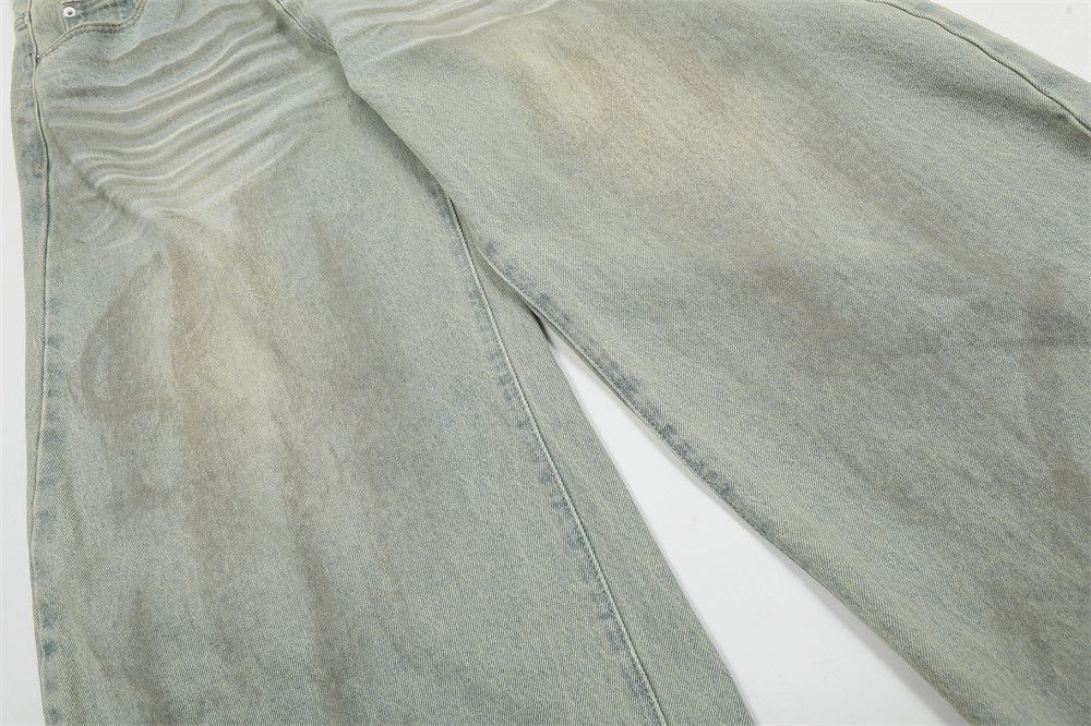 Japanese Brand × Jean Men's trendy hip-hop washed loose distressed scimitar jeans Size US 34 / EU 50 - 6 Thumbnail
