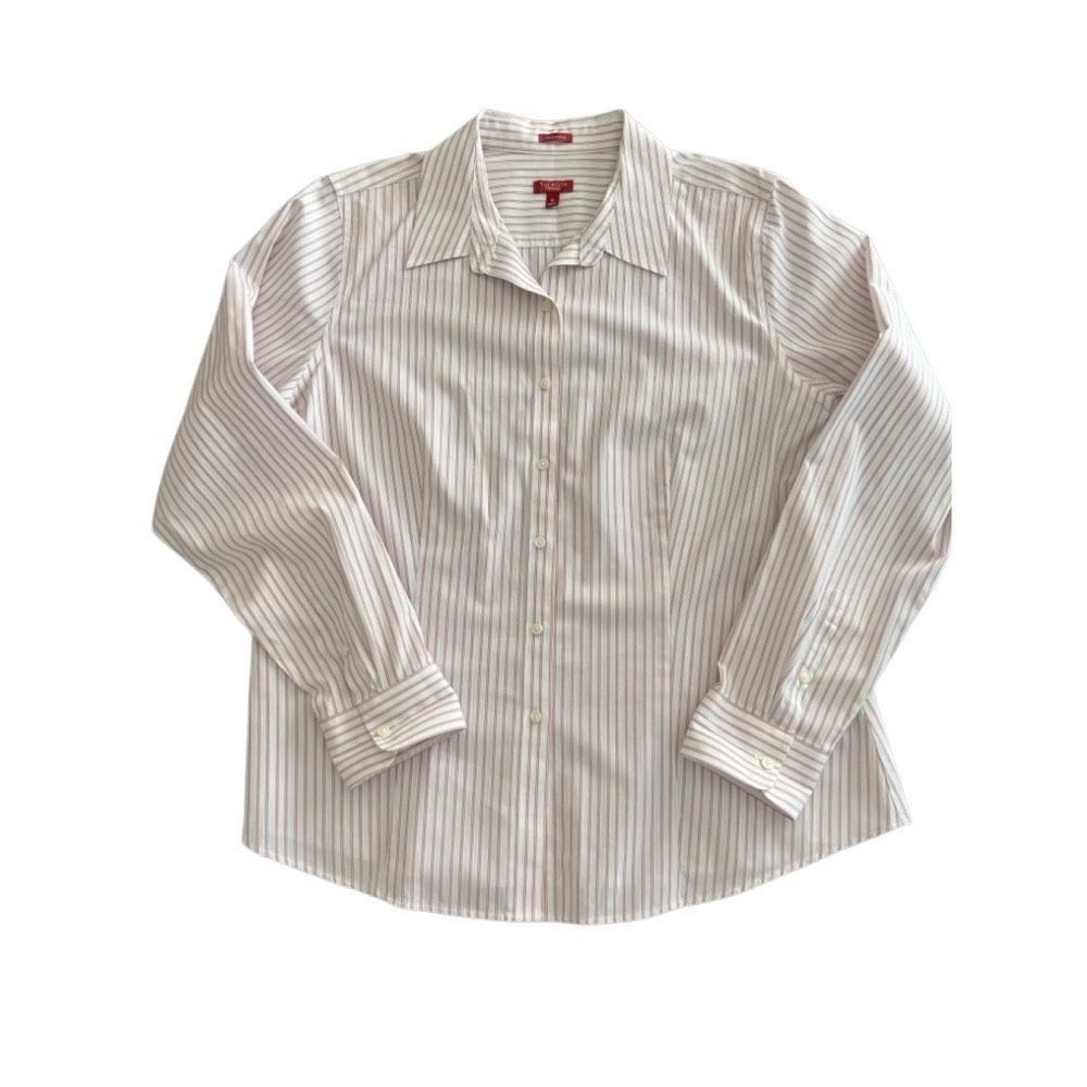 Robert Talbott Women's Talbots White & Pink Striped Button Down Shirt Size Size XL / US 12-14 / IT 48-50 - 4 Thumbnail