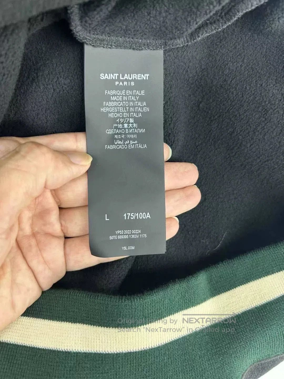 Saint Laurent Paris Saint Laurent Gray Embroidered Striped Hoodie. Size US L / EU 52-54 / 3 - 4 Thumbnail