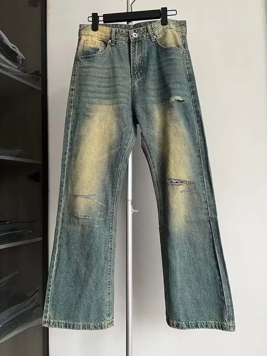 Designer × Japanese Brand Faded blue washed y2k flared damaged ripped jeans Size US 30 / EU 46 - 5 Thumbnail