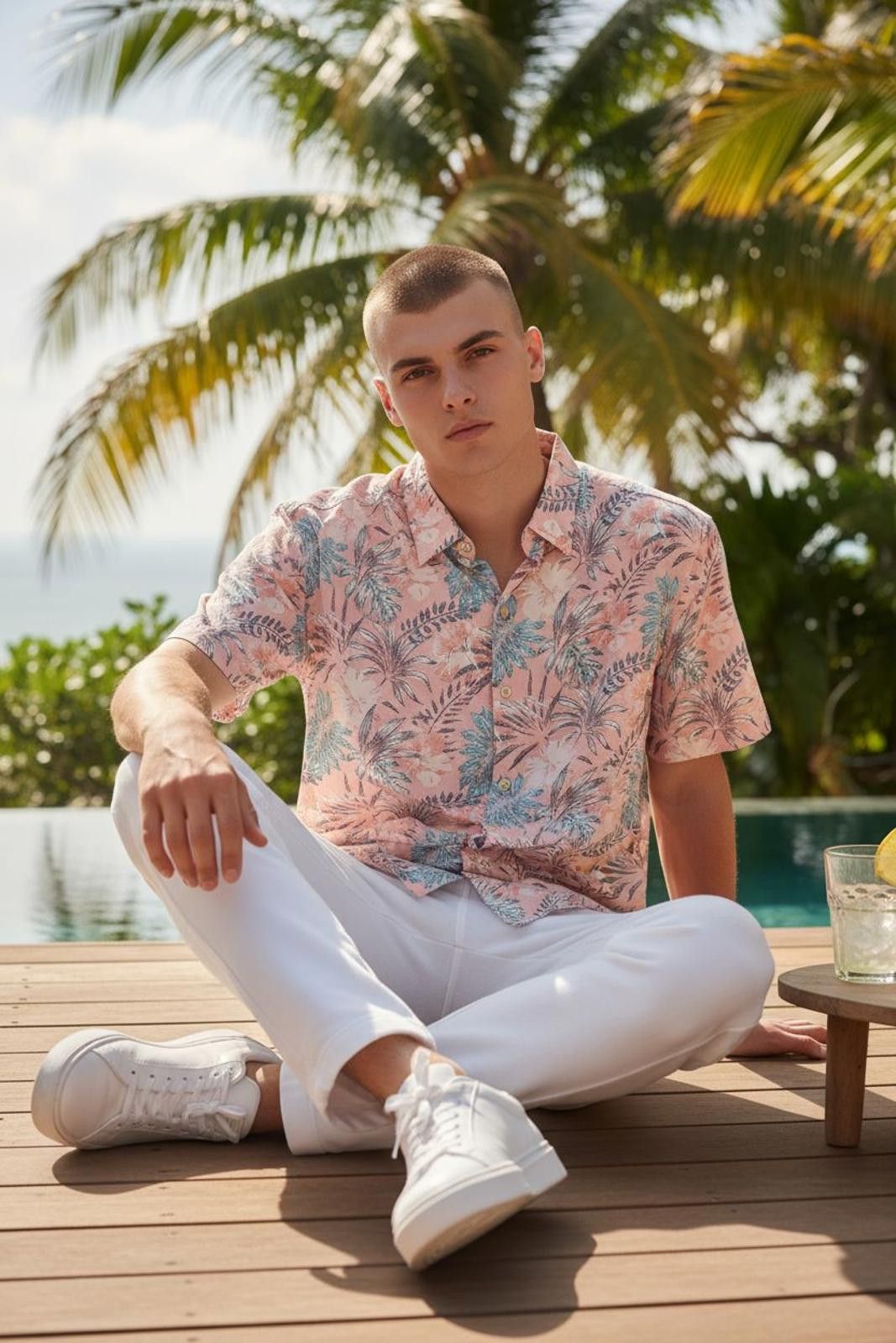 Izod IZOD Men's Casual Short Sleeve Tropical Print Shirt Size US XL / EU 56 / 4 - 2 Thumbnail