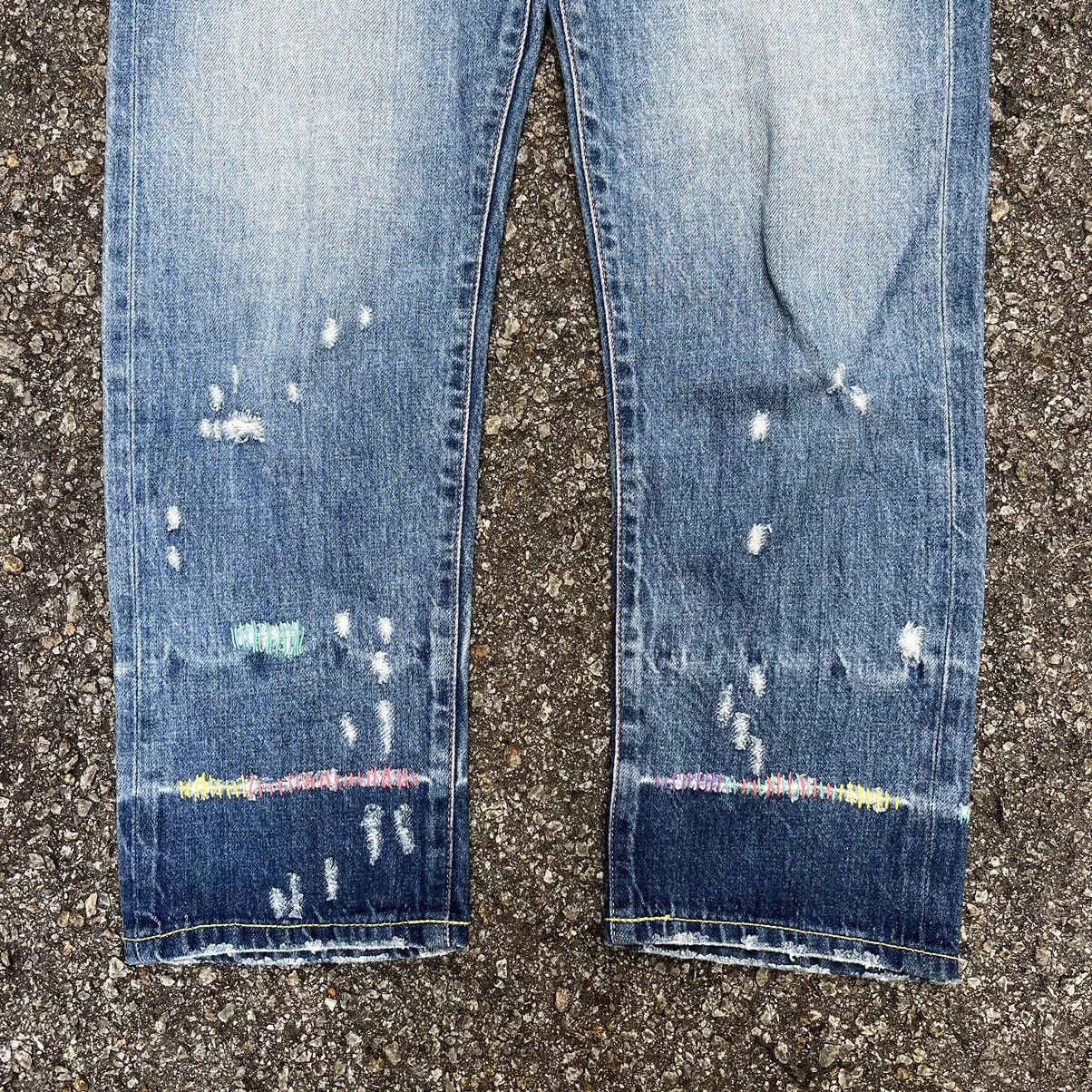 Issey Miyake TSUMORI CHISATO DISTRESSED DENIM LOW RISE JEANS Size US 30 / EU 46 - 2 Thumbnail