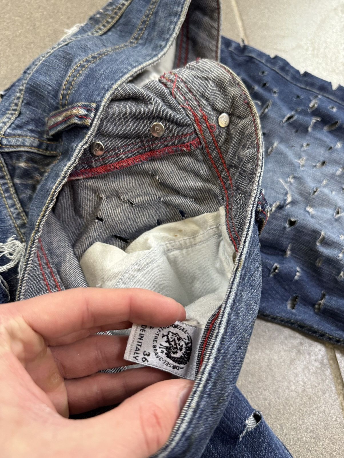 Diesel × Japanese Brand Jeans Dirty Pants faded crash denim thrashed y2k distressed Size US 34 / EU 50 - 7 Thumbnail