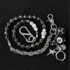 Jewelry Black Beaded Chain Wallet Keychain with Dice Charms Size ONE SIZE - 5 Thumbnail