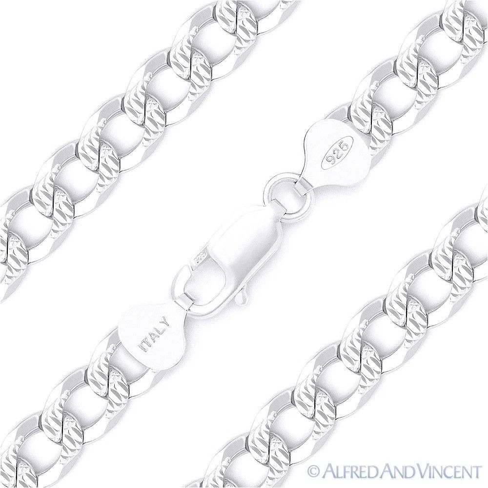 Other 8.5mm Cuban / Curb Link D-Cut Pave Italian Chain Bracelet Size ONE SIZE - 1 Thumbnail