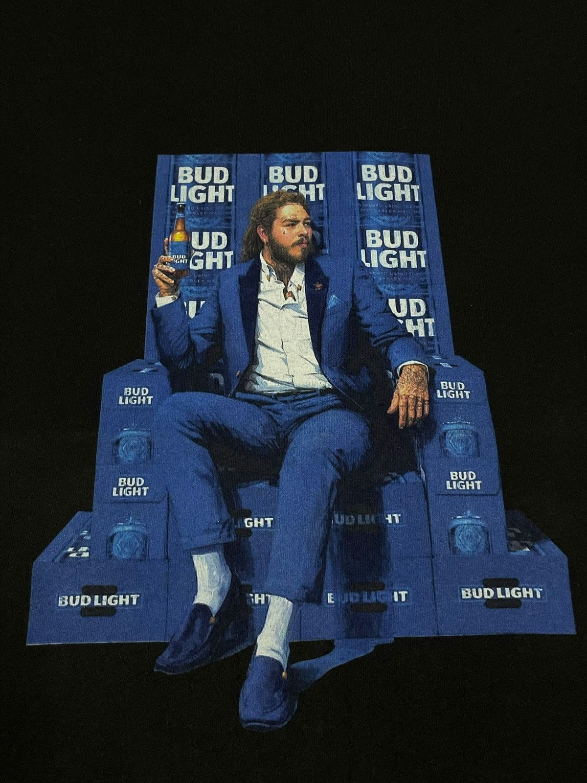 Rap Tees Post Malone x Bud Light Rapper Potrait Tee Summer Men Tshirt Size US L / EU 52-54 / 3 - 5 Thumbnail