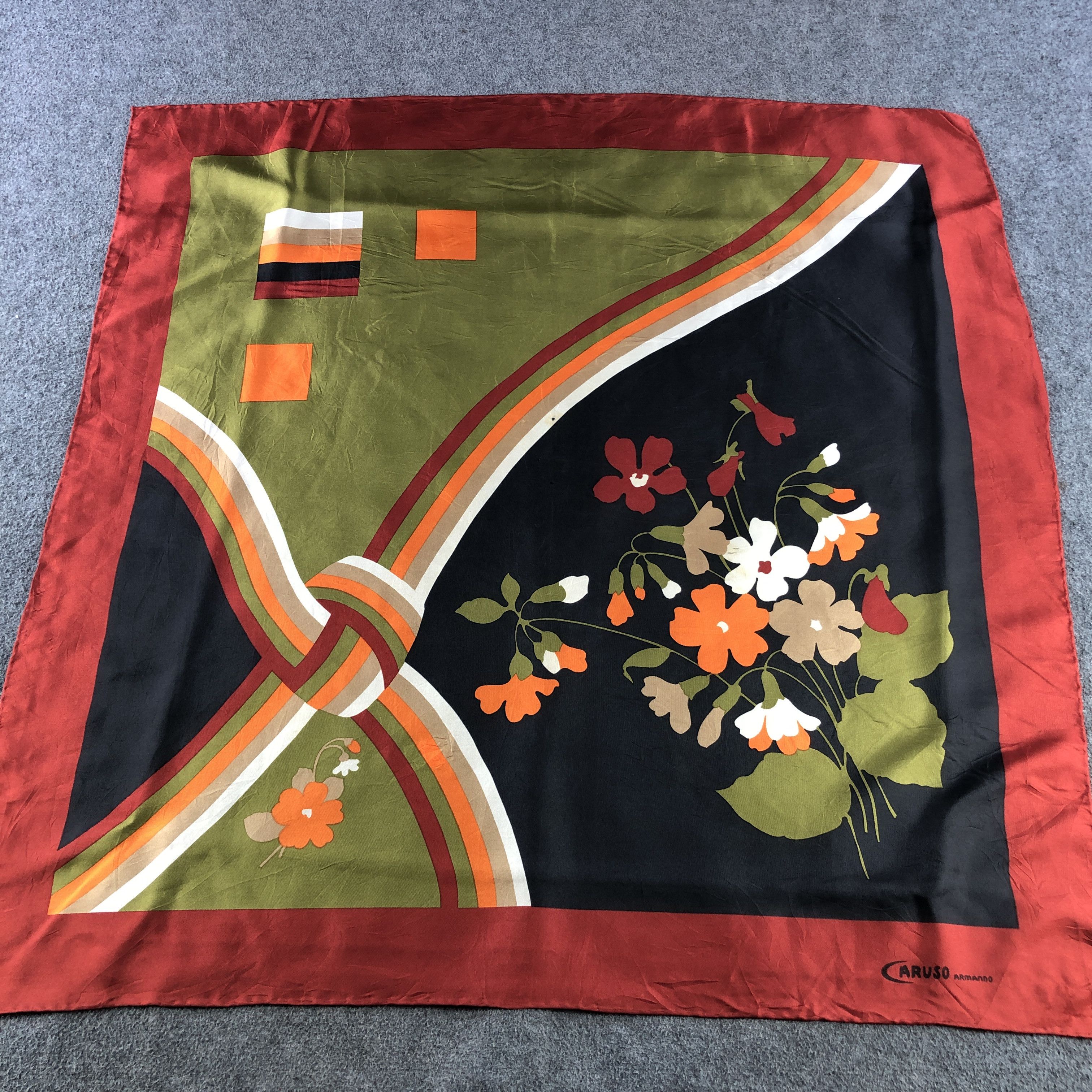 Caruso Vintage Caruso Floral Hand Rolled Silk Scarf M1344 Size ONE SIZE - 2 Thumbnail