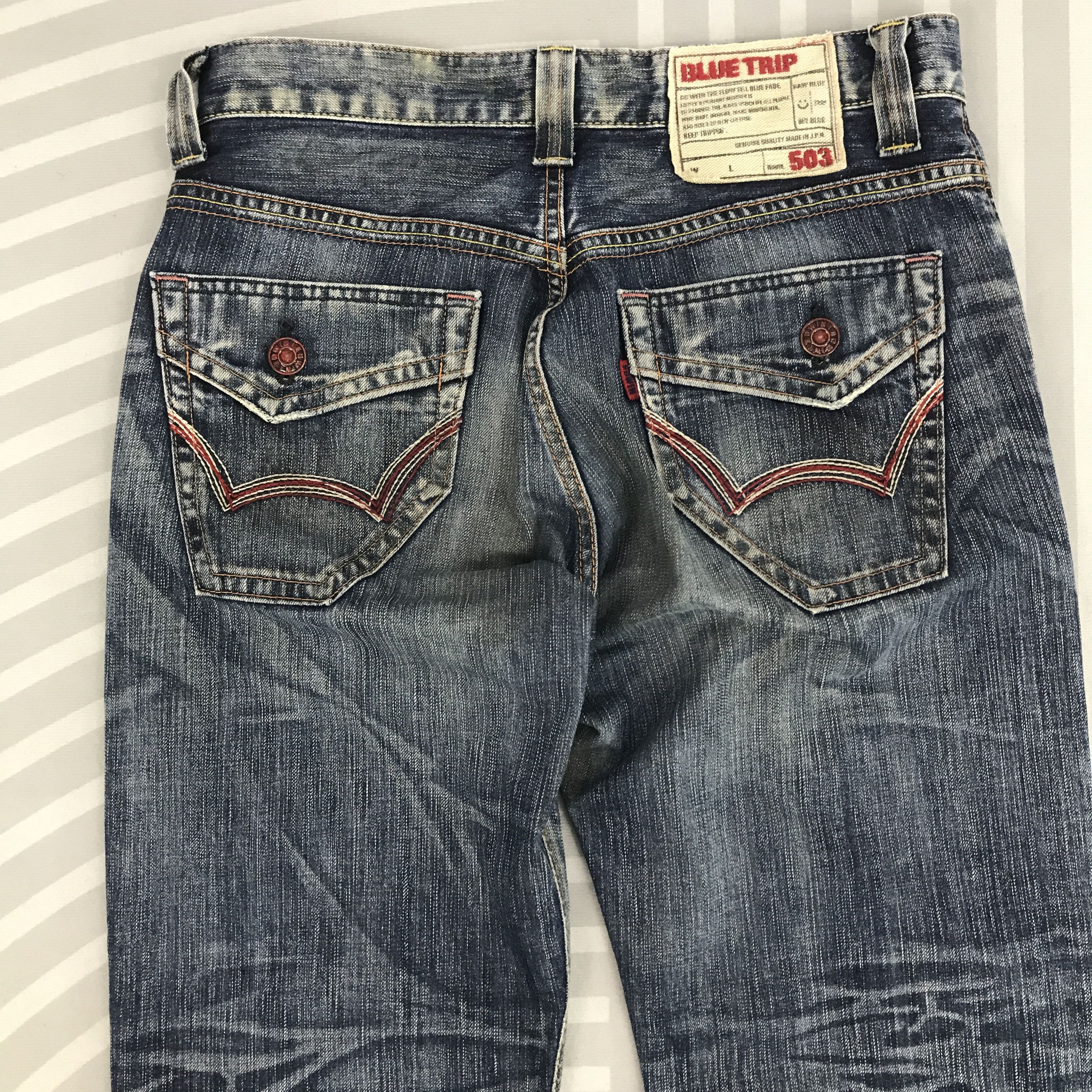 Edwin × Vintage Vintage Edwin Blue trip 503 Distressed denim Size US 32 / EU 48 - 6 Thumbnail