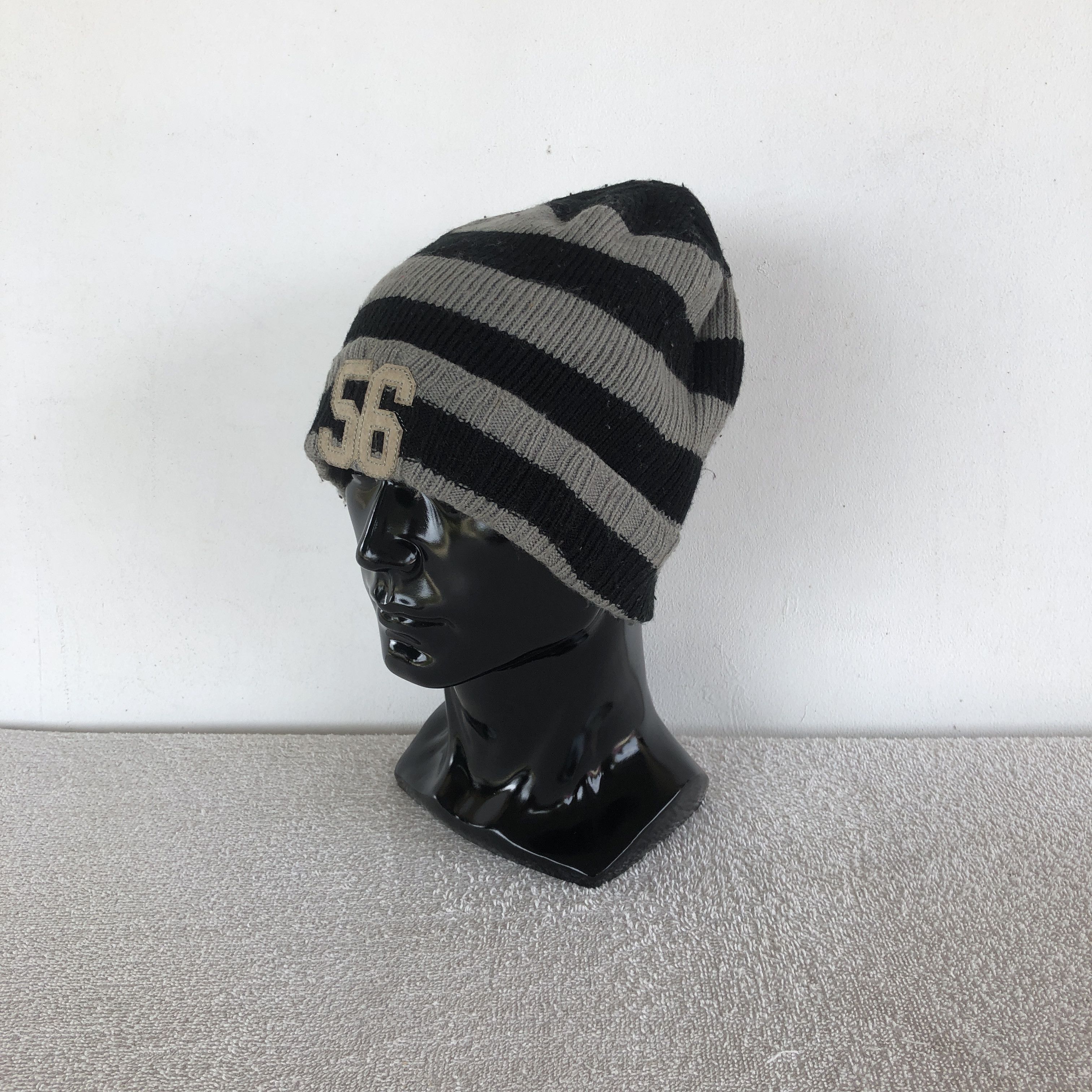 Japanese Brand × Vintage Vintage Y2K 56 Letterman Striped Beanie Snow Caps Hats Size ONE SIZE - 1 Thumbnail