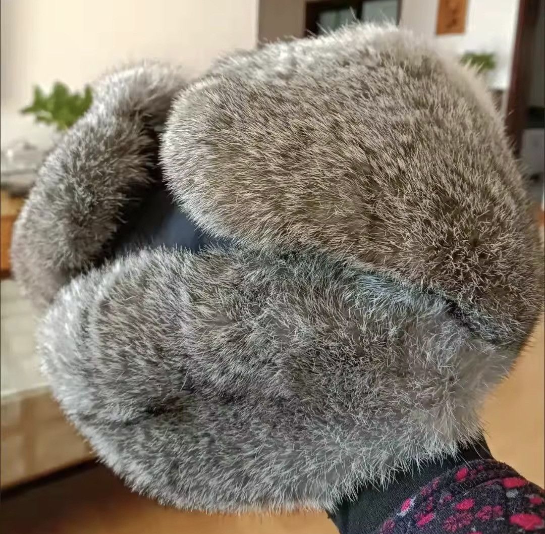 Japanese Brand Rabbit Fur Earflap Trapper Bomber Hat Size ONE SIZE - 7 Thumbnail