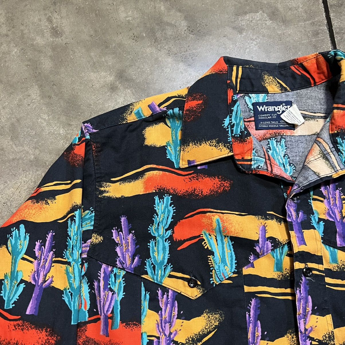 Wrangler Vintage Wrangler Brushpopper Button Up Shirt Western Cactus Size US XL / EU 56 / 4 - 5 Thumbnail