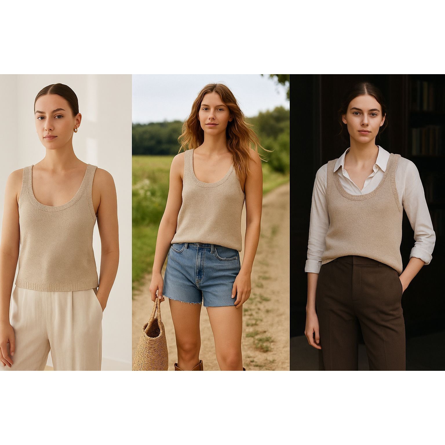 Z Supply Z Supply Women’s Knit Tank Beige M Clean Girl, Coastal Cowgi Size M / US 6-8 / IT 42-44 - 1 Thumbnail