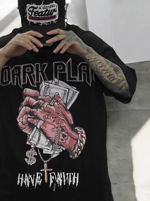 VIBE Dark Plan Graphic Black T Shirt Size US L / EU 52-54 / 3 - 3 Thumbnail