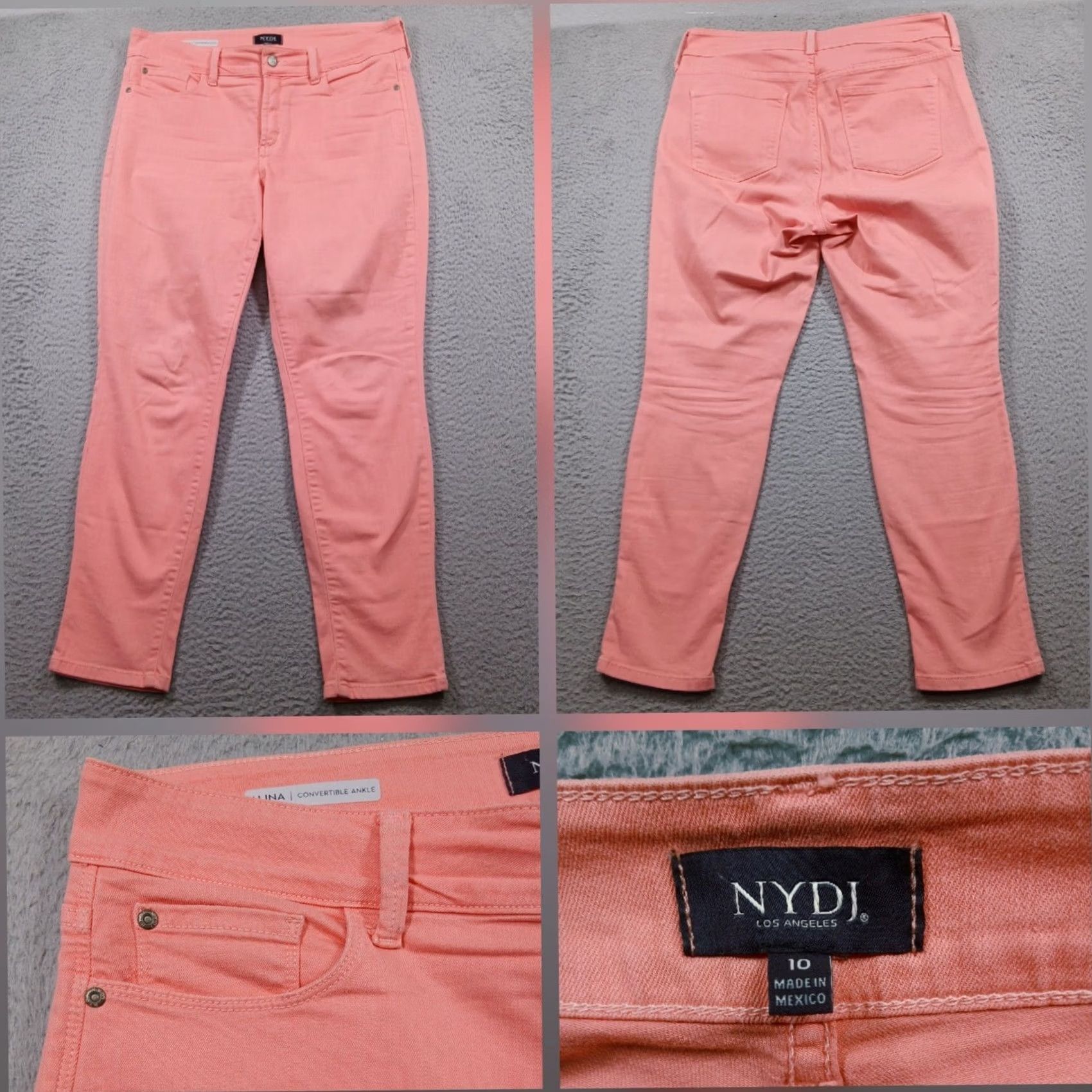 NYDJ NYDJ Alina Convertible Ankle Jeans Women 10 Coral Pink Lift Tuck Stretch EUC Size 32" / US 10 / IT 46 - 2 Thumbnail