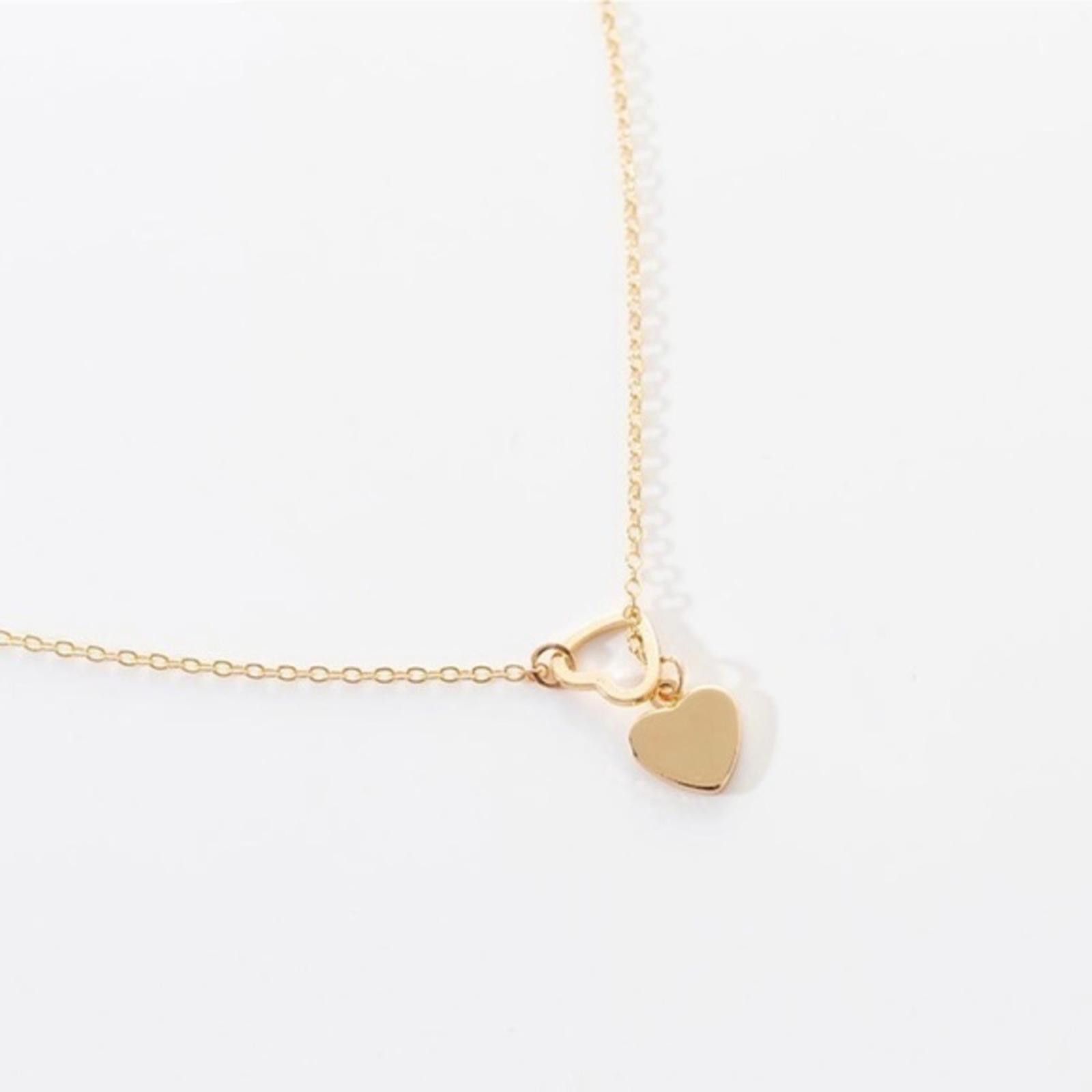Designer Gold Tone Heart Charm Necklace NWT Size ONE SIZE - 1 Thumbnail