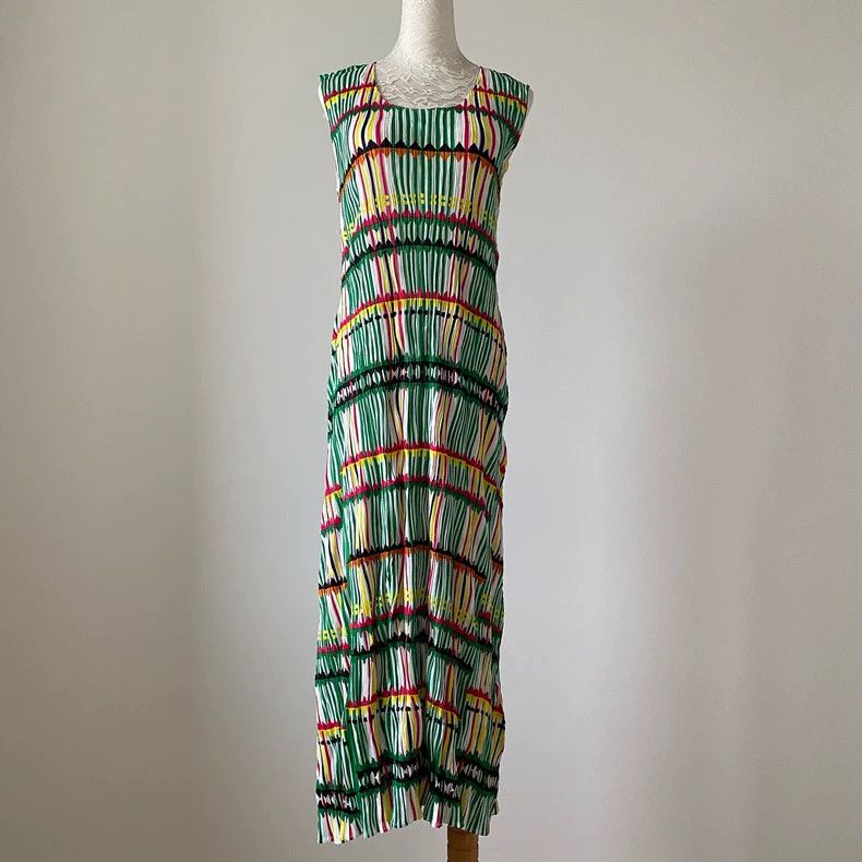 Issey Miyake Issey Miyake Green crayon checkered skirt Size L / US 10 / IT 46 - 1 Thumbnail