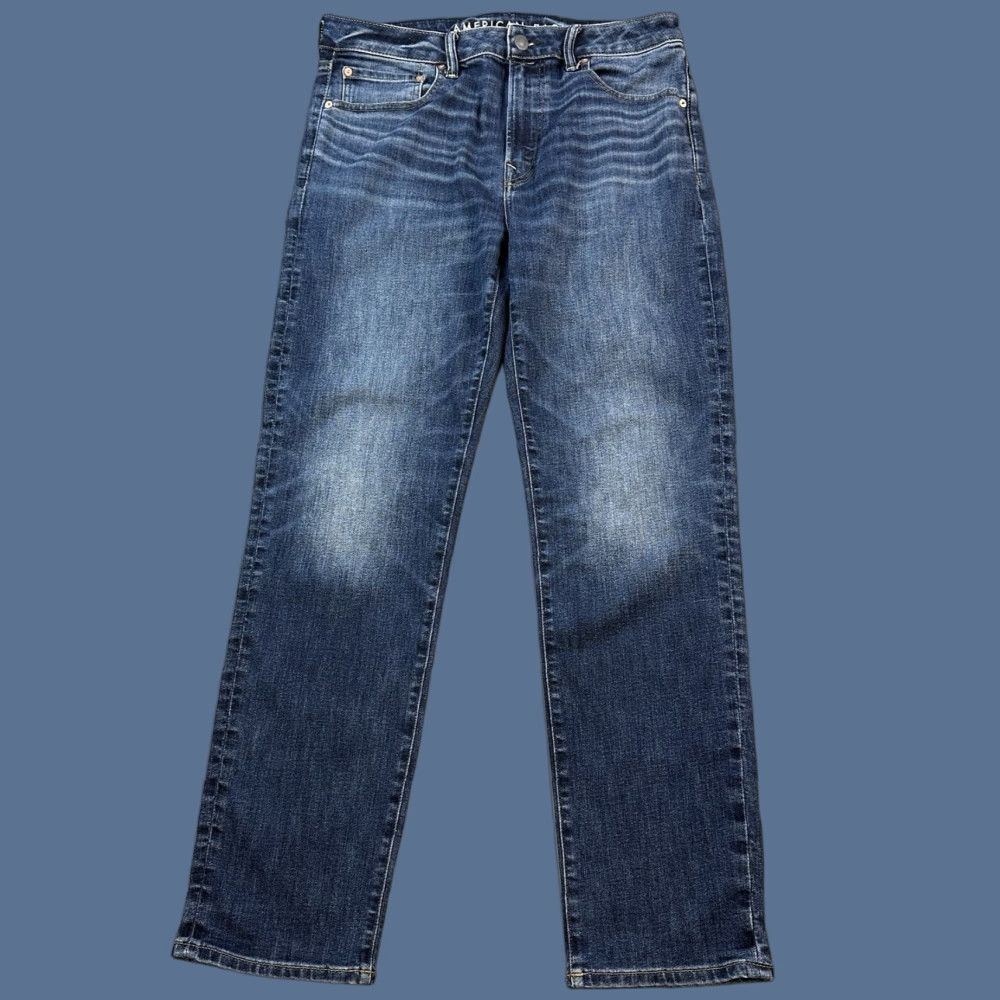 American Eagle Outfitters American Eagle Jeans Mens 34x34 34x32 Dark Wash Athletic Straight Stretch Jeans Size US 34 / EU 50 - 1 Thumbnail