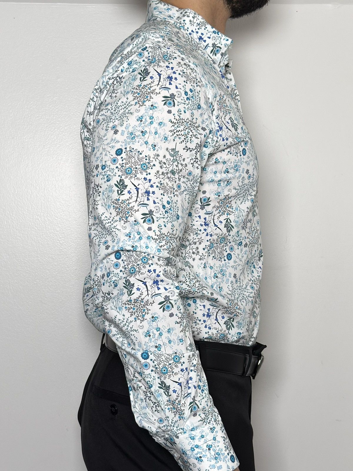 Denim & Flower Denim & Flower Ricky Singh Blue Floral Button-Down Shirt Size US M / EU 48-50 / 2 - 2 Thumbnail