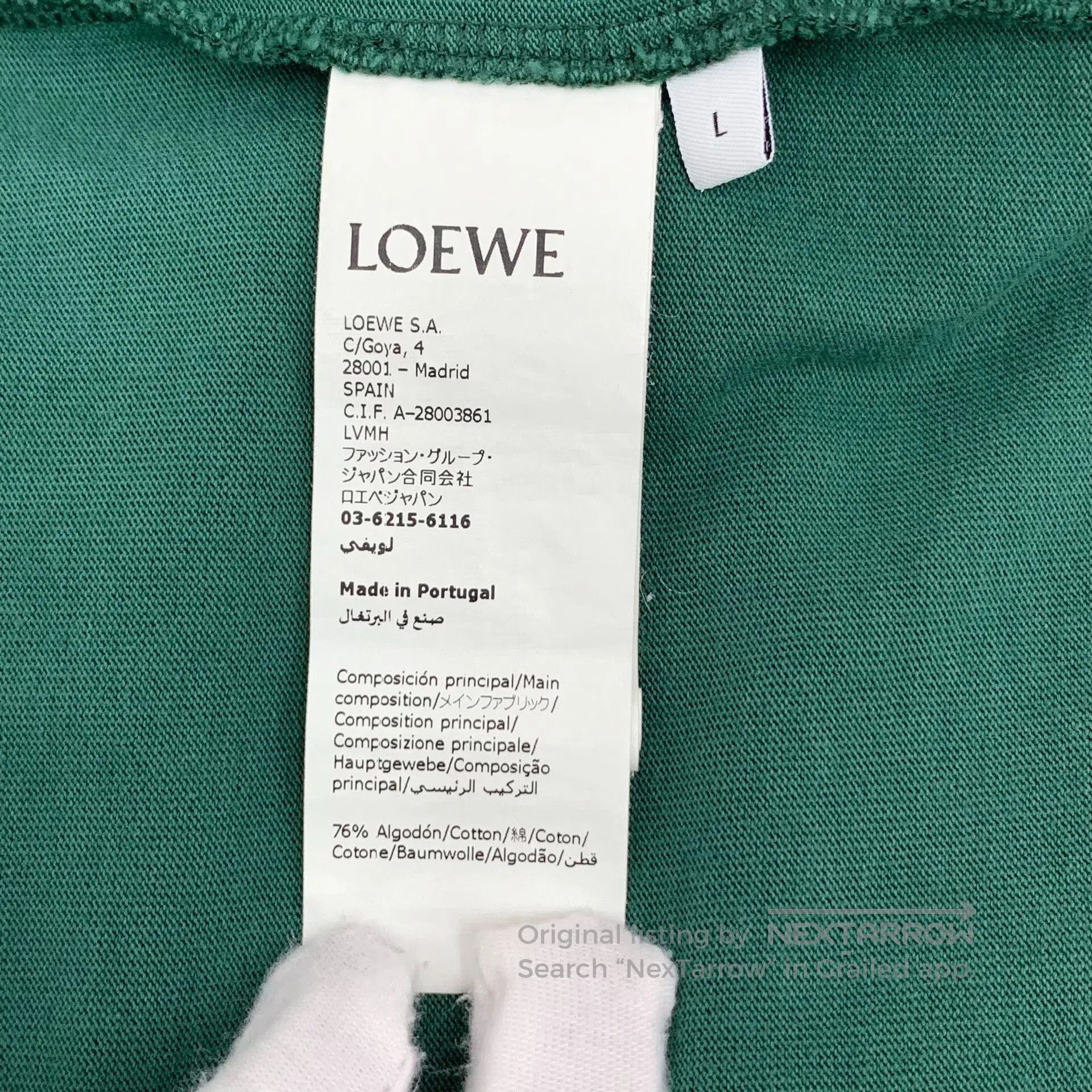 Loewe Loewe 25 Green Logo Embroidered Cotton T-shirt. Size US L / EU 52-54 / 3 - 6 Thumbnail