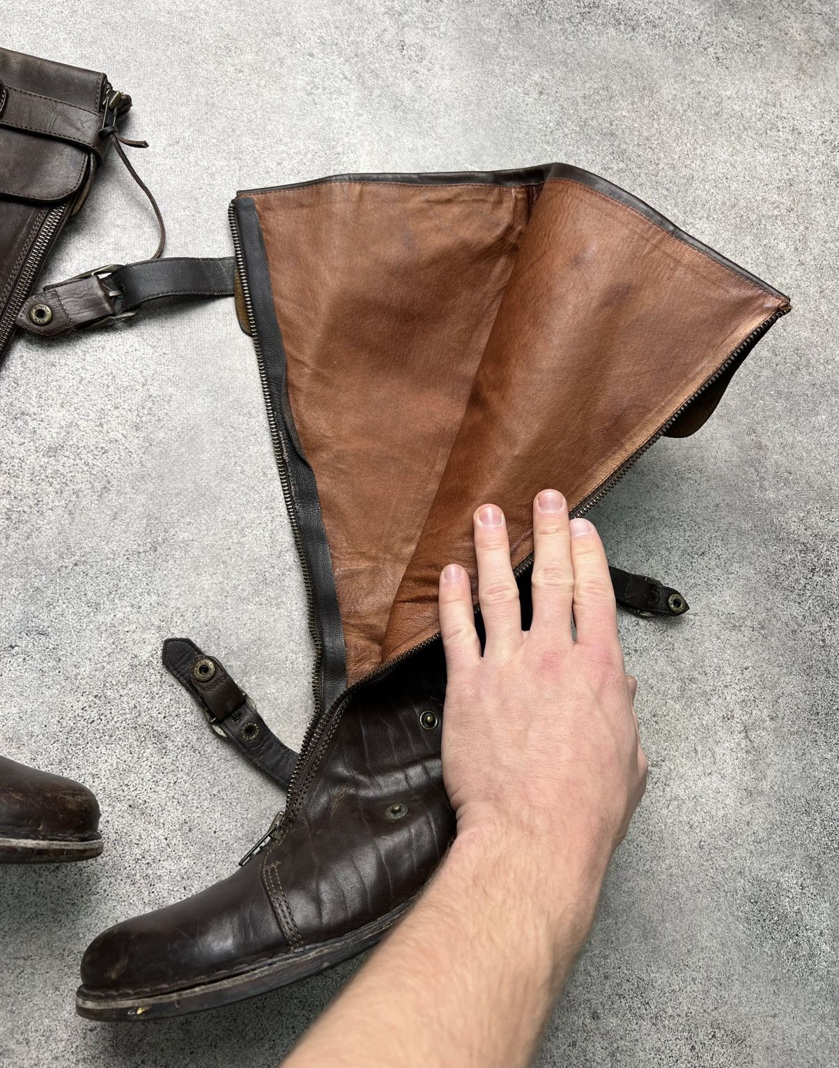 Guidi Vintage italian leather high knee belted boots with zips Size US 10 / IT 40 - 5 Thumbnail
